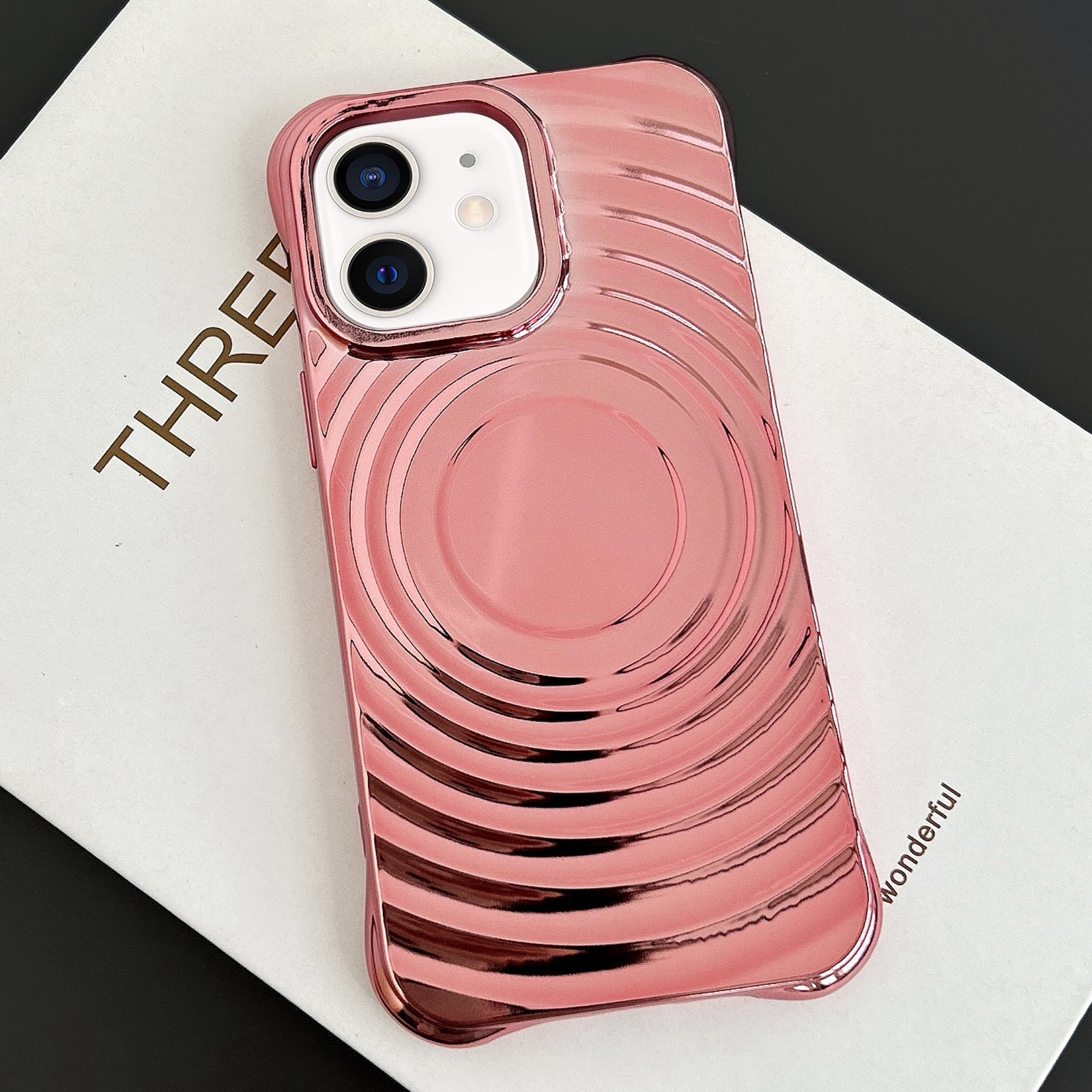 For iPhone 12 Electroplating Wave MagSafe Phone Case(Pink) - Shopkiz.com