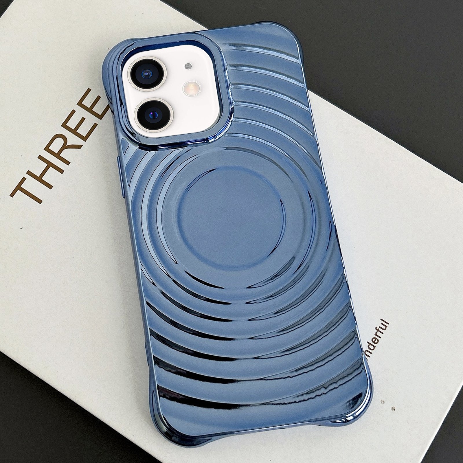 For iPhone 12 Electroplating Wave MagSafe Phone Case(Blue) - Shopkiz.com