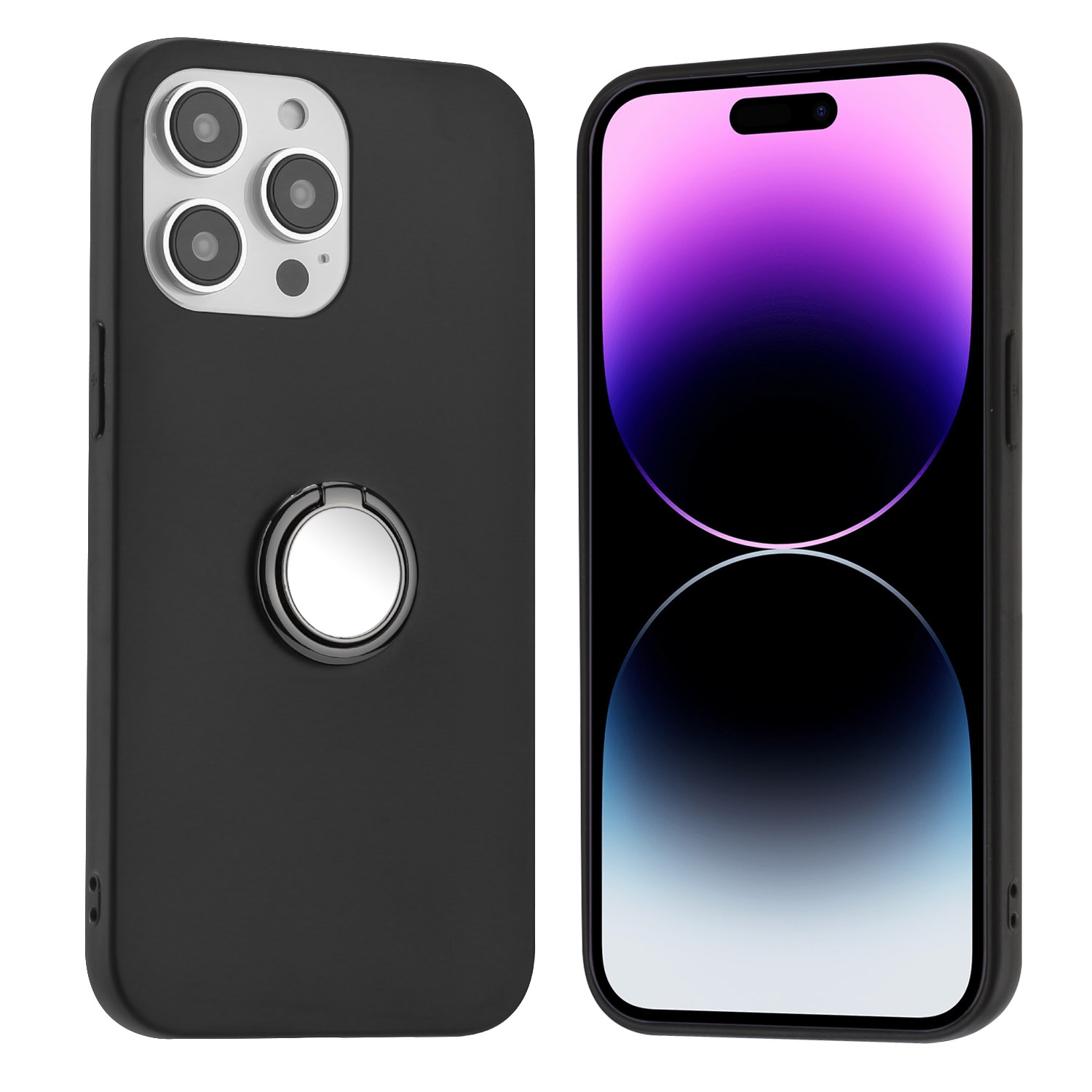 For iPhone 16 Pro Max Matte Ring Holder TPU Phone Case(Black) - Shopkiz.com