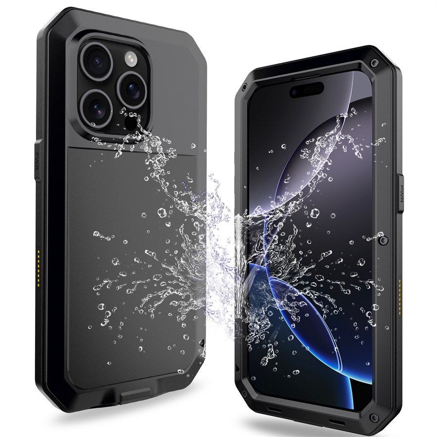 For iPhone 16 Pro Max Shockproof IP54 Life Waterproof Phone Case(Black) - Shopkiz.com