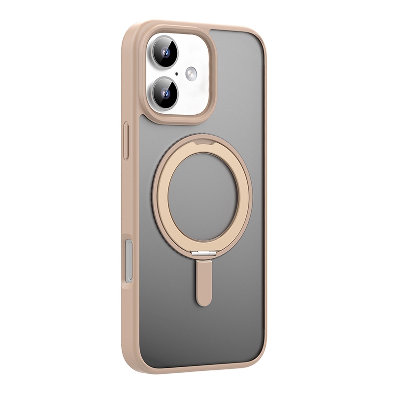 For iPhone 16 Mutural Armor Series MagSafe Magnetic Holder Phone Case(Desert Gold) - Shopkiz.com
