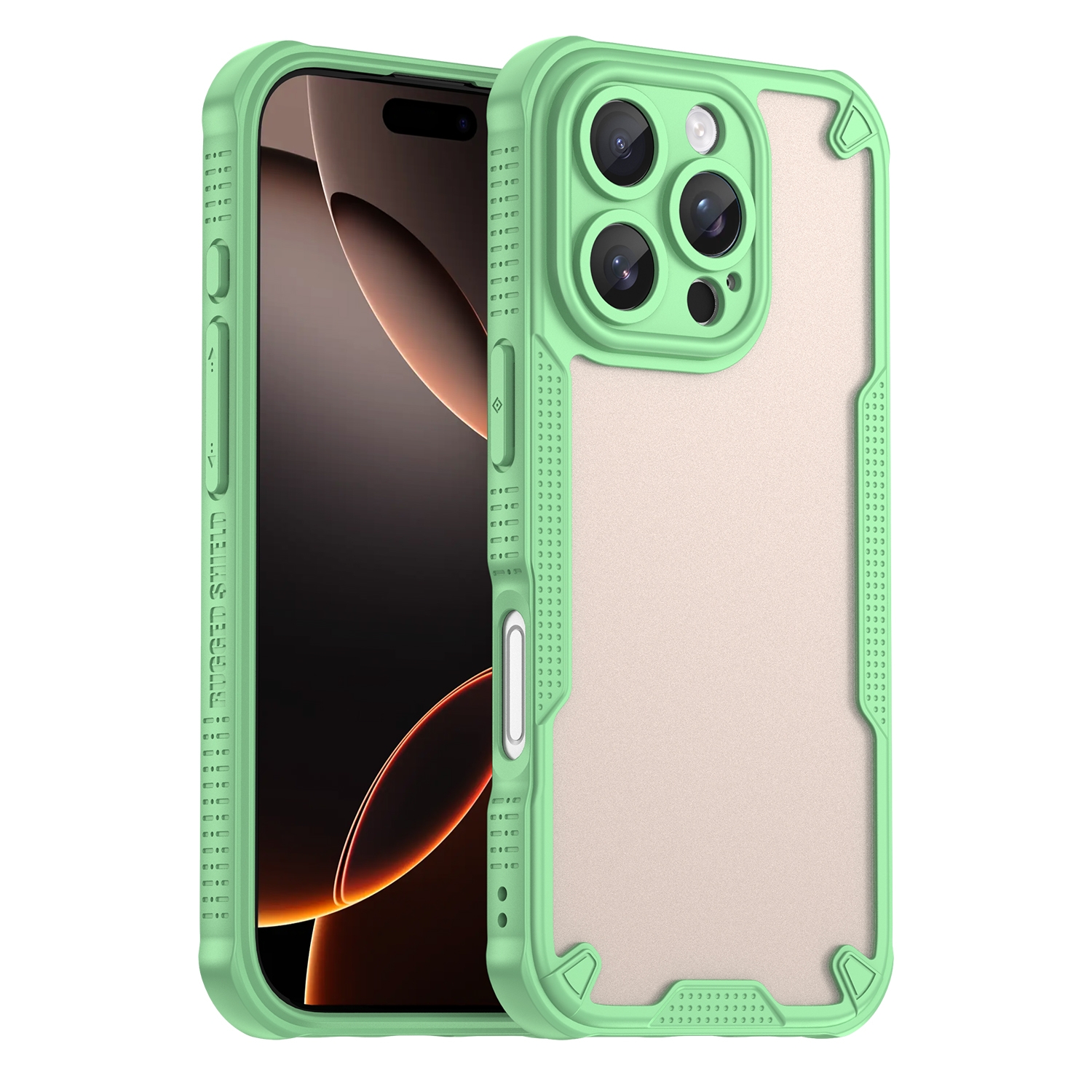 For iPhone 16 Pro Max Armor Glaze PC Hybrid TPU Phone Case(Green) - Shopkiz.com