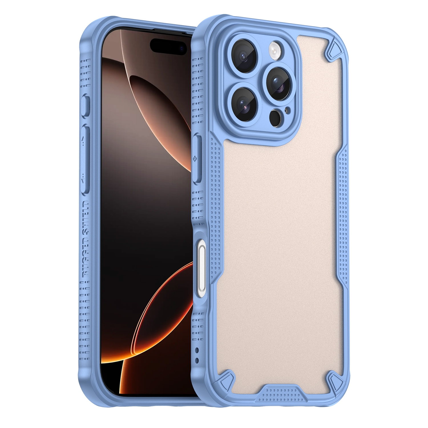For iPhone 16 Pro Armor Glaze PC Hybrid TPU Phone Case(Blue) - Shopkiz.com