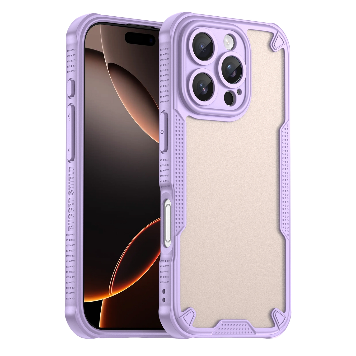 For iPhone 16 Pro Armor Glaze PC Hybrid TPU Phone Case(Purple) - Shopkiz.com