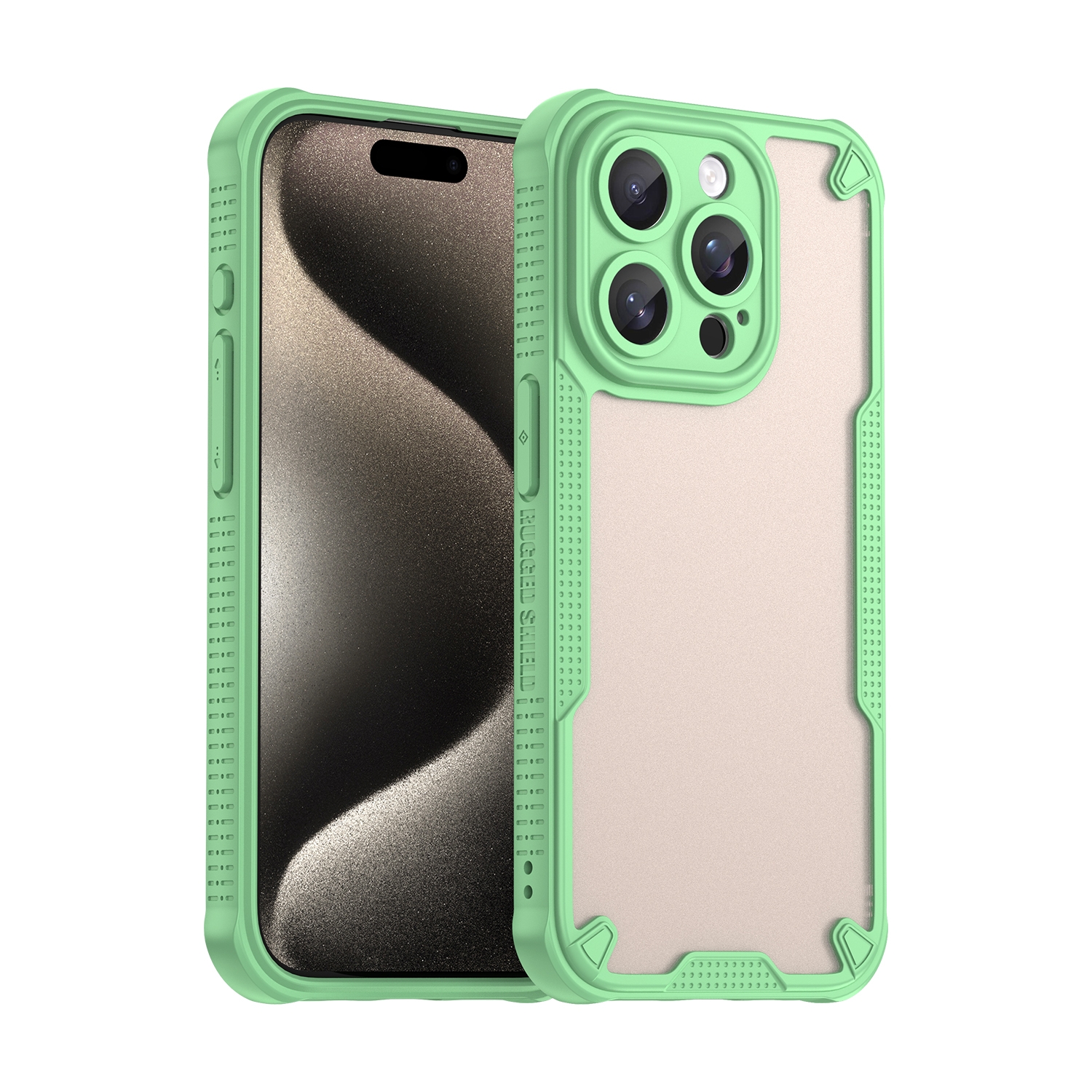 For iPhone 15 Pro Armor Glaze PC Hybrid TPU Phone Case(Green) - Shopkiz.com