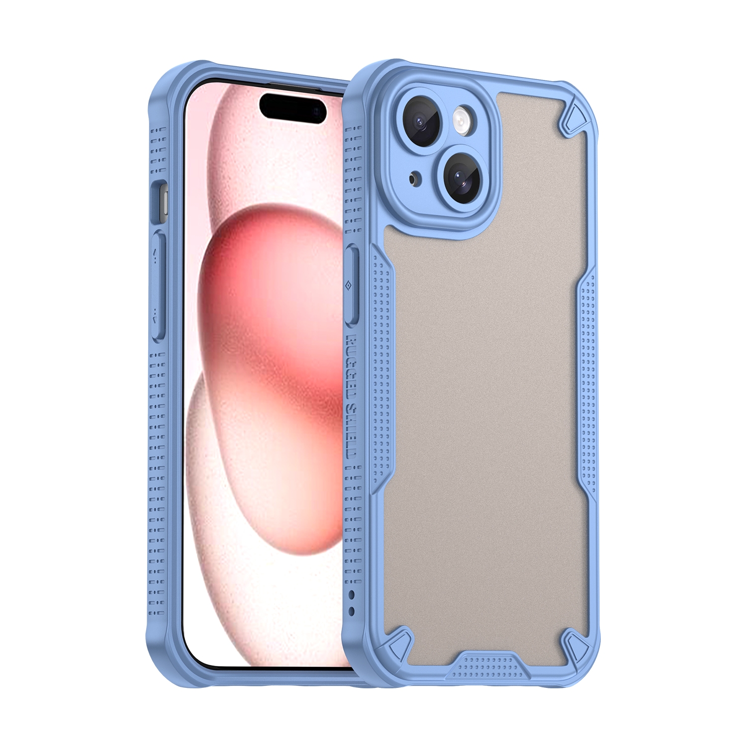 For iPhone 15 Armor Glaze PC Hybrid TPU Phone Case(Blue) - Shopkiz.com