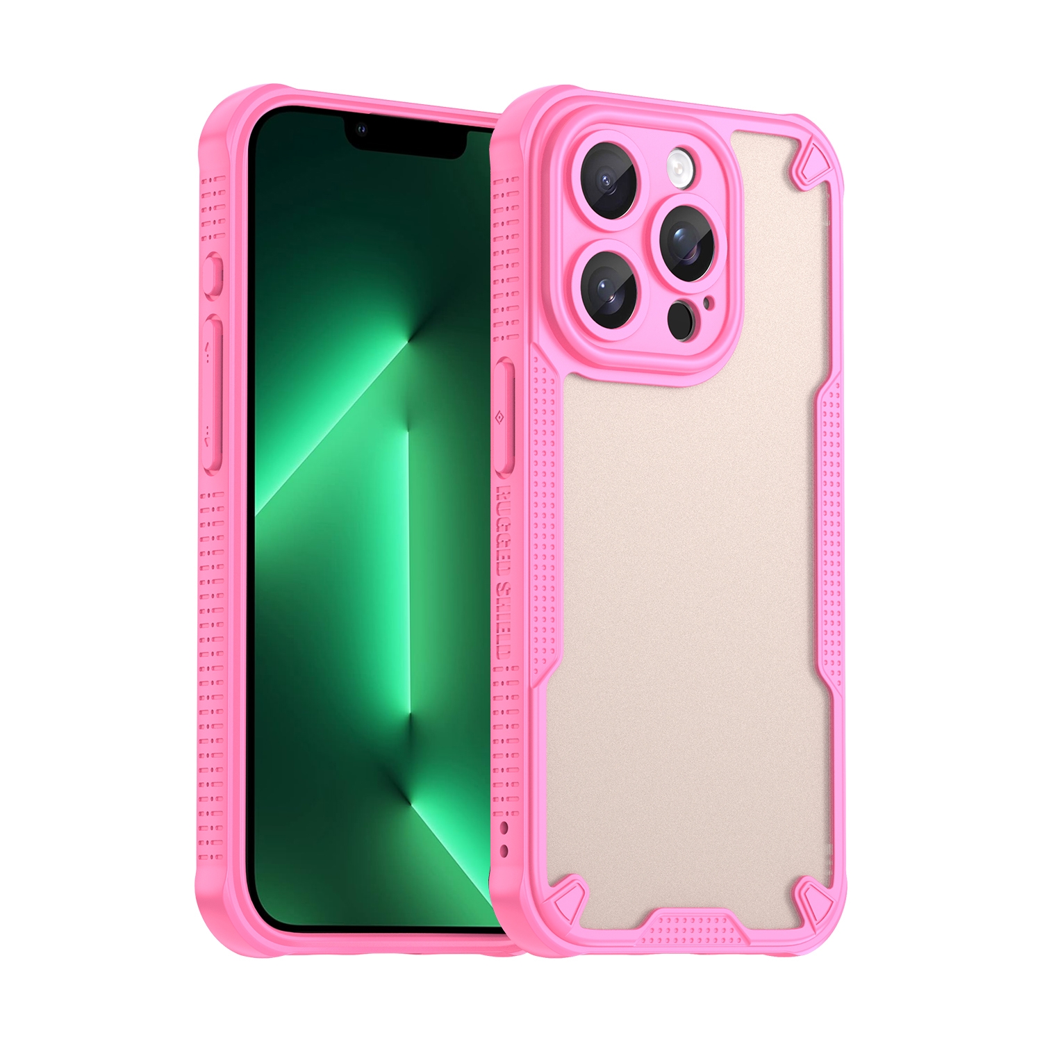 For iPhone 13 Pro Armor Glaze PC Hybrid TPU Phone Case(Pink) - Shopkiz.com