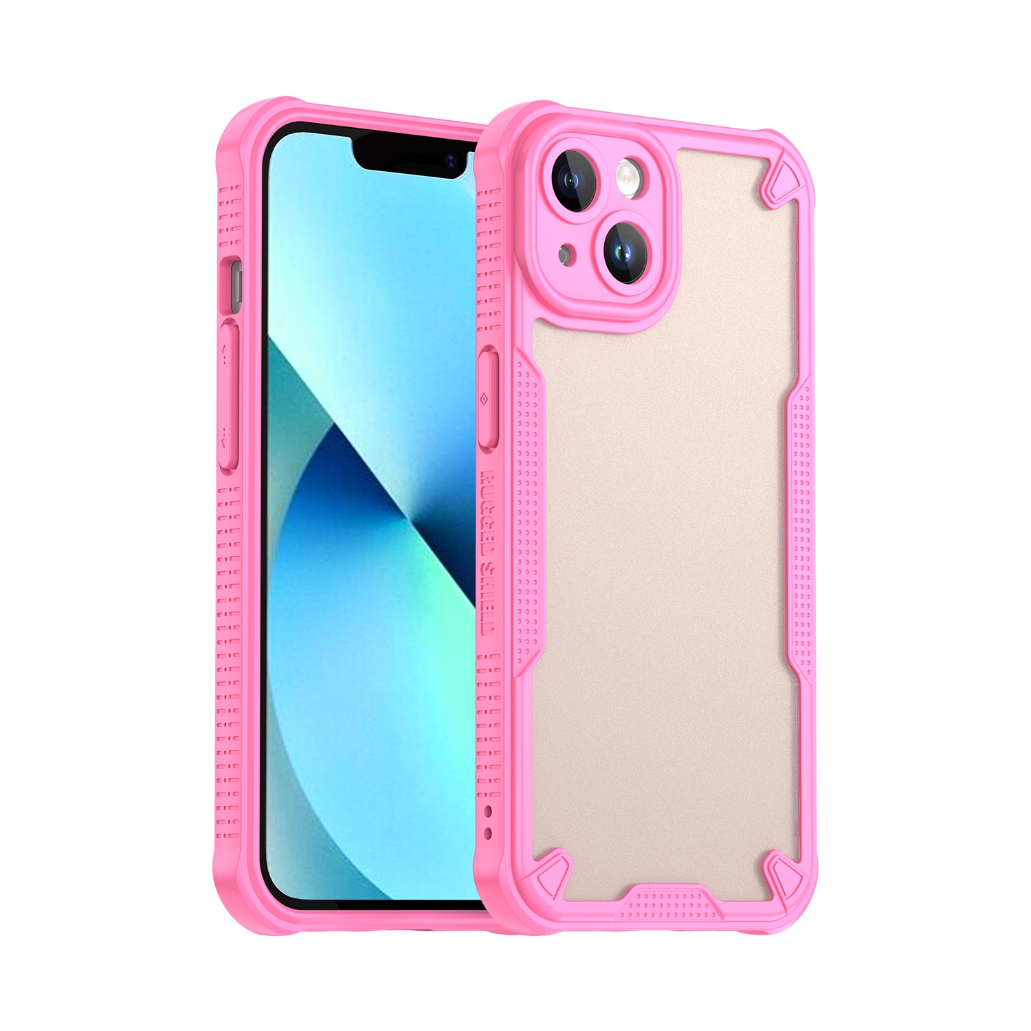 For iPhone 13 Armor Glaze PC Hybrid TPU Phone Case(Pink) - Shopkiz.com