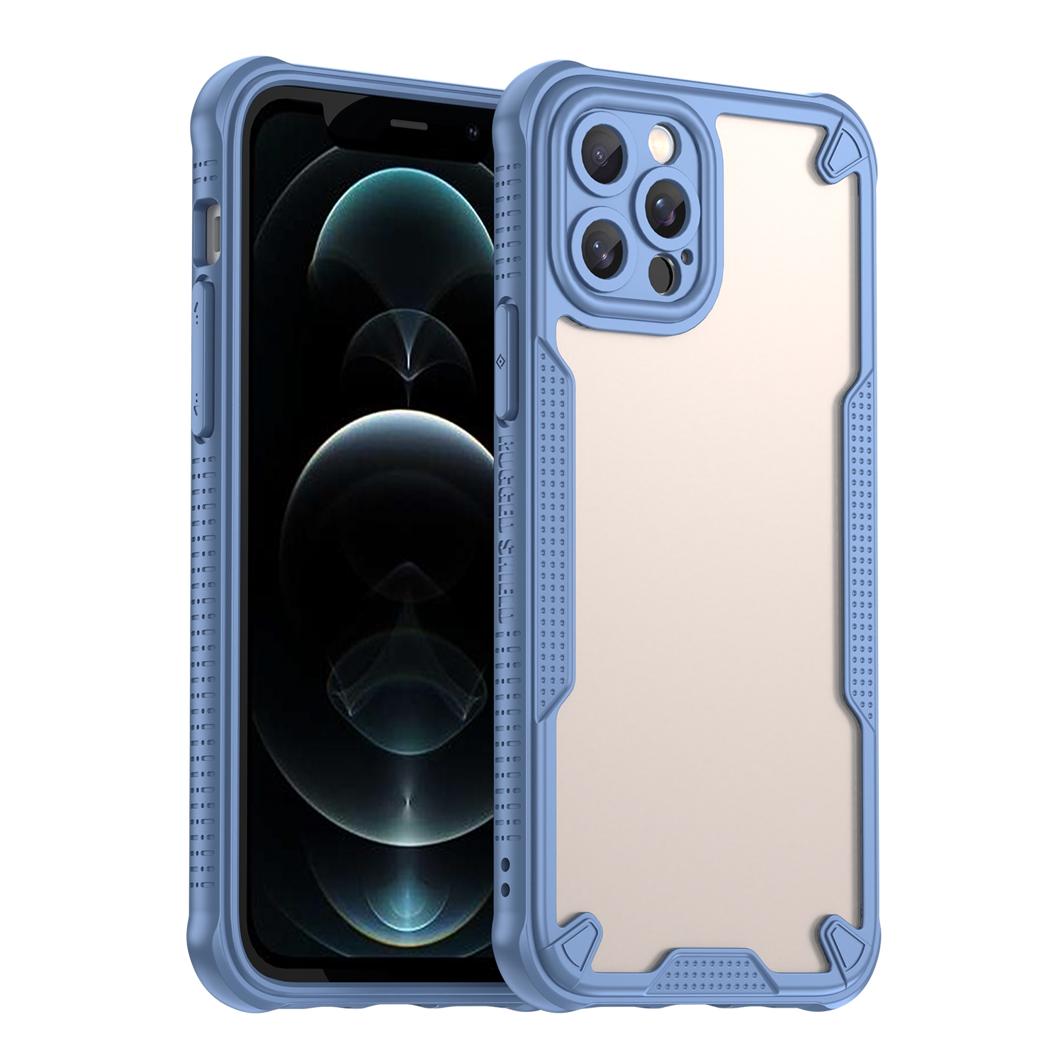 For iPhone 12 Pro Armor Glaze PC Hybrid TPU Phone Case(Blue) - Shopkiz.com