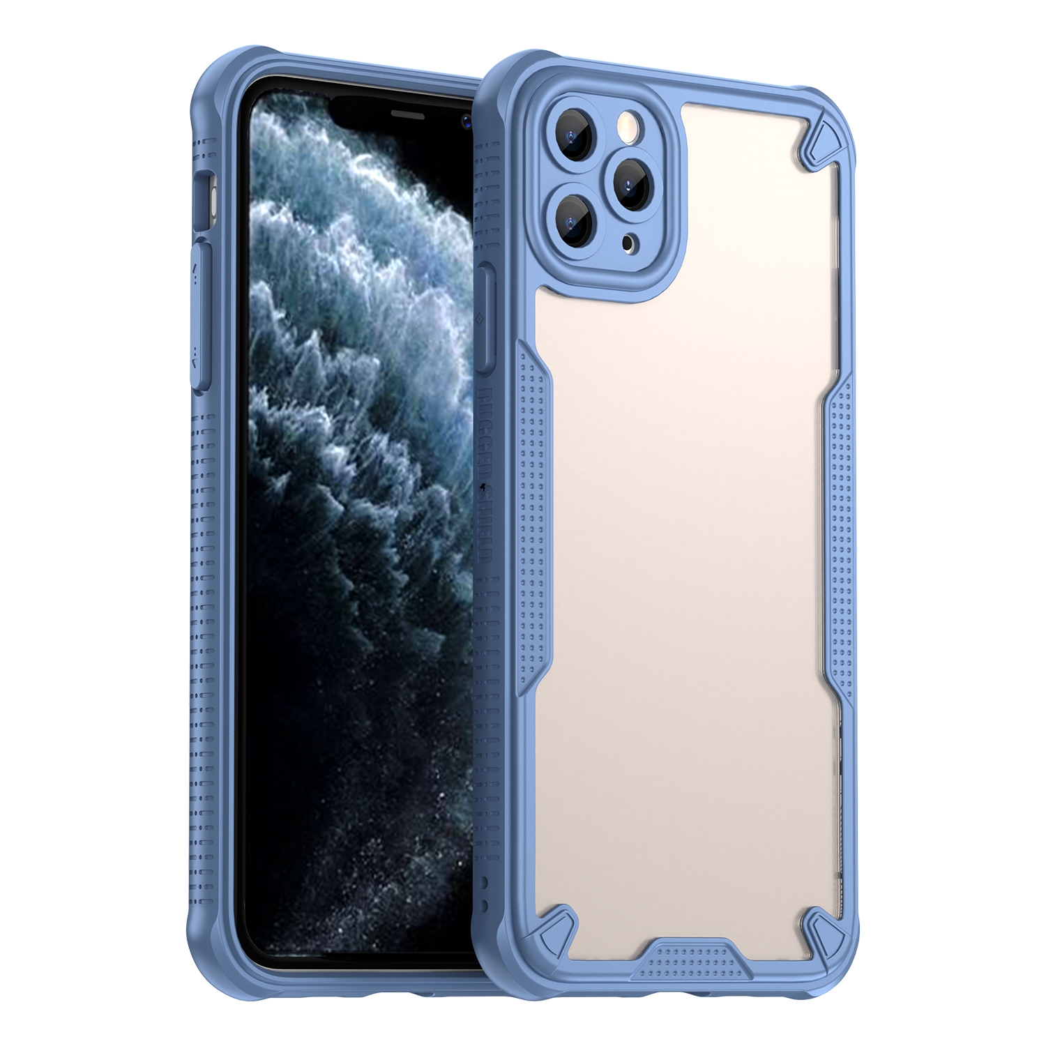 For iPhone 11 Pro Armor Glaze PC Hybrid TPU Phone Case(Blue) - Shopkiz.com