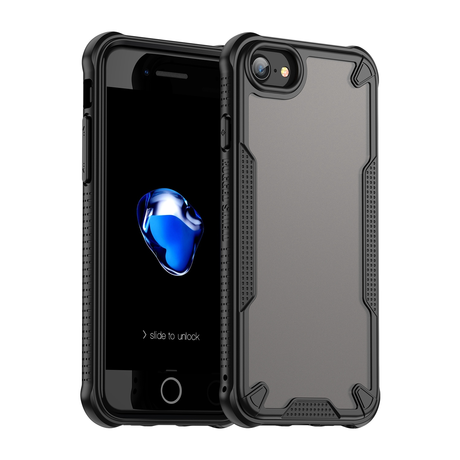 For iPhone SE 2020 Armor Glaze PC Hybrid TPU Phone Case(Black) - Shopkiz.com