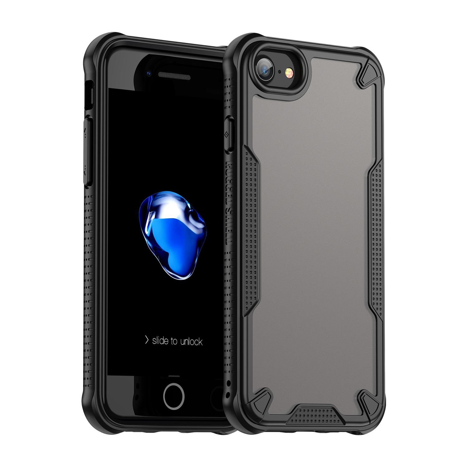 For iPhone SE 2022 Armor Glaze PC Hybrid TPU Phone Case(Black) - Shopkiz.com