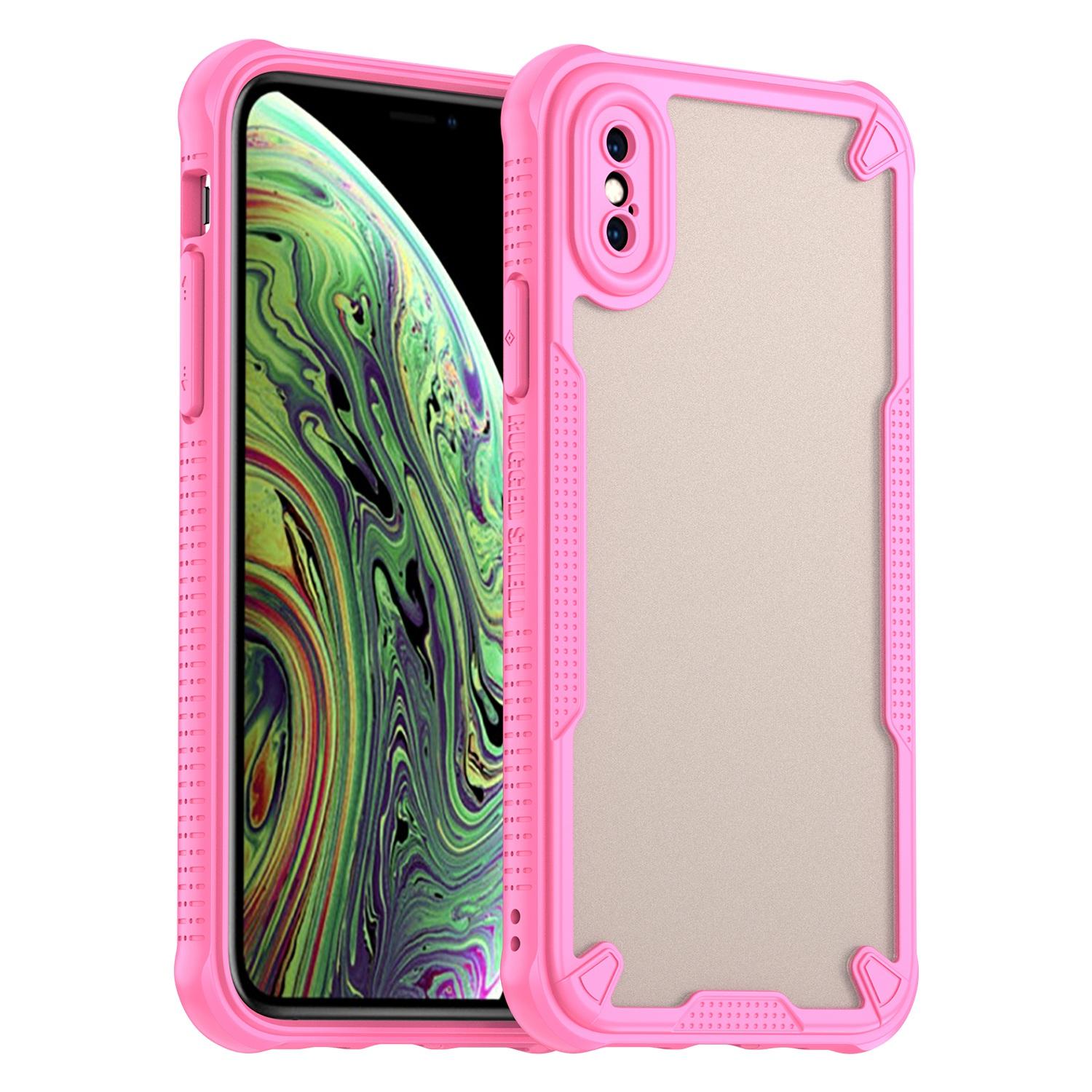 For iPhone XS Armor Glaze PC Hybrid TPU Phone Case(Pink) - Shopkiz.com