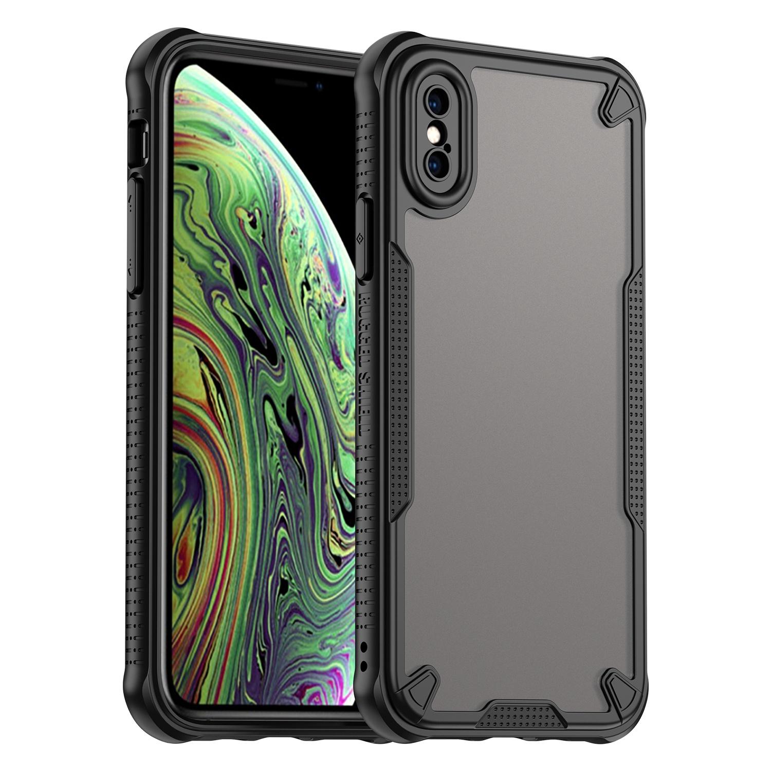 For iPhone XS Armor Glaze PC Hybrid TPU Phone Case(Black) - Shopkiz.com