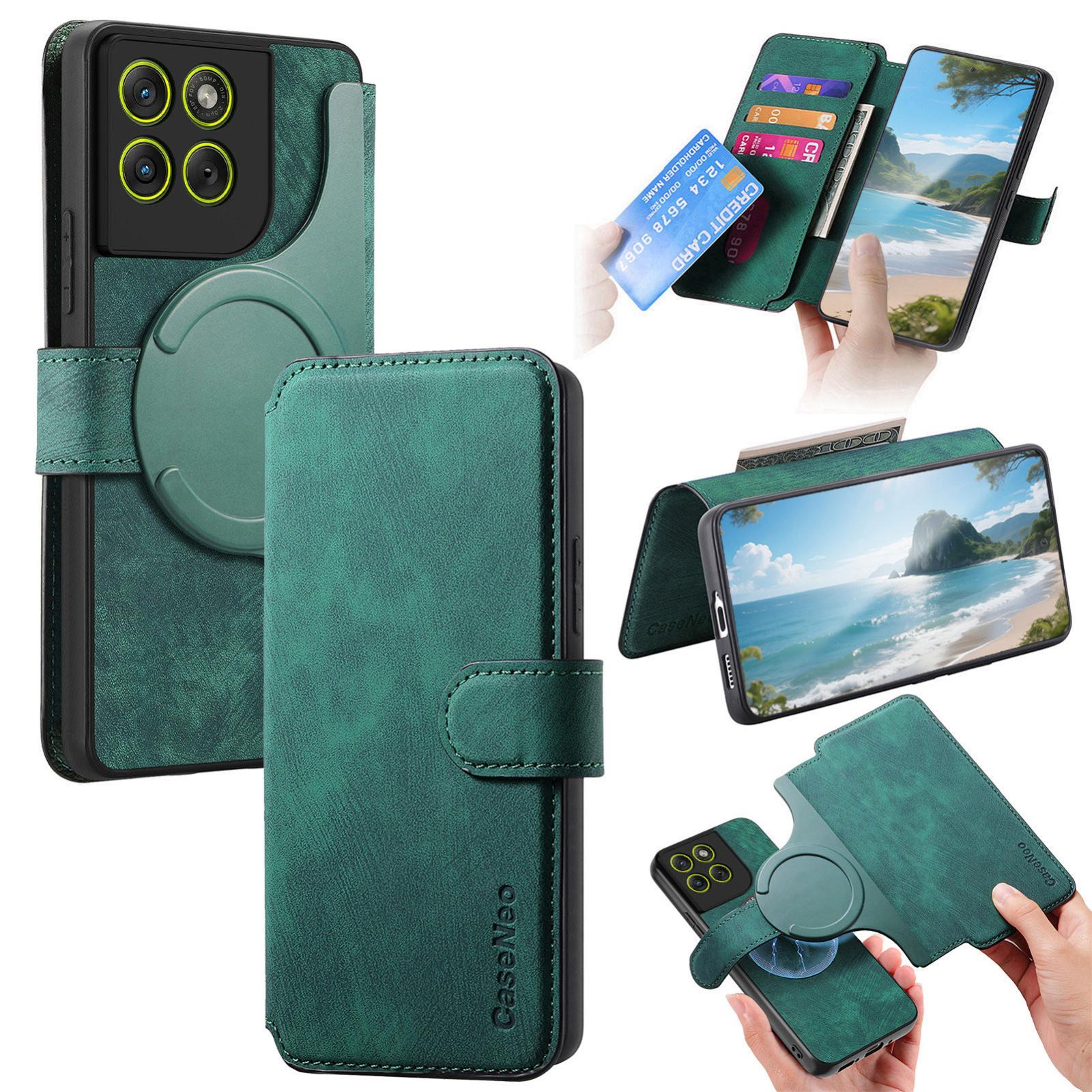 For Motorola Moto G67 Power 5G CaseNeo MagSafe RFID Anti-theft Retro Leather Phone Case(Green) - Shopkiz.com