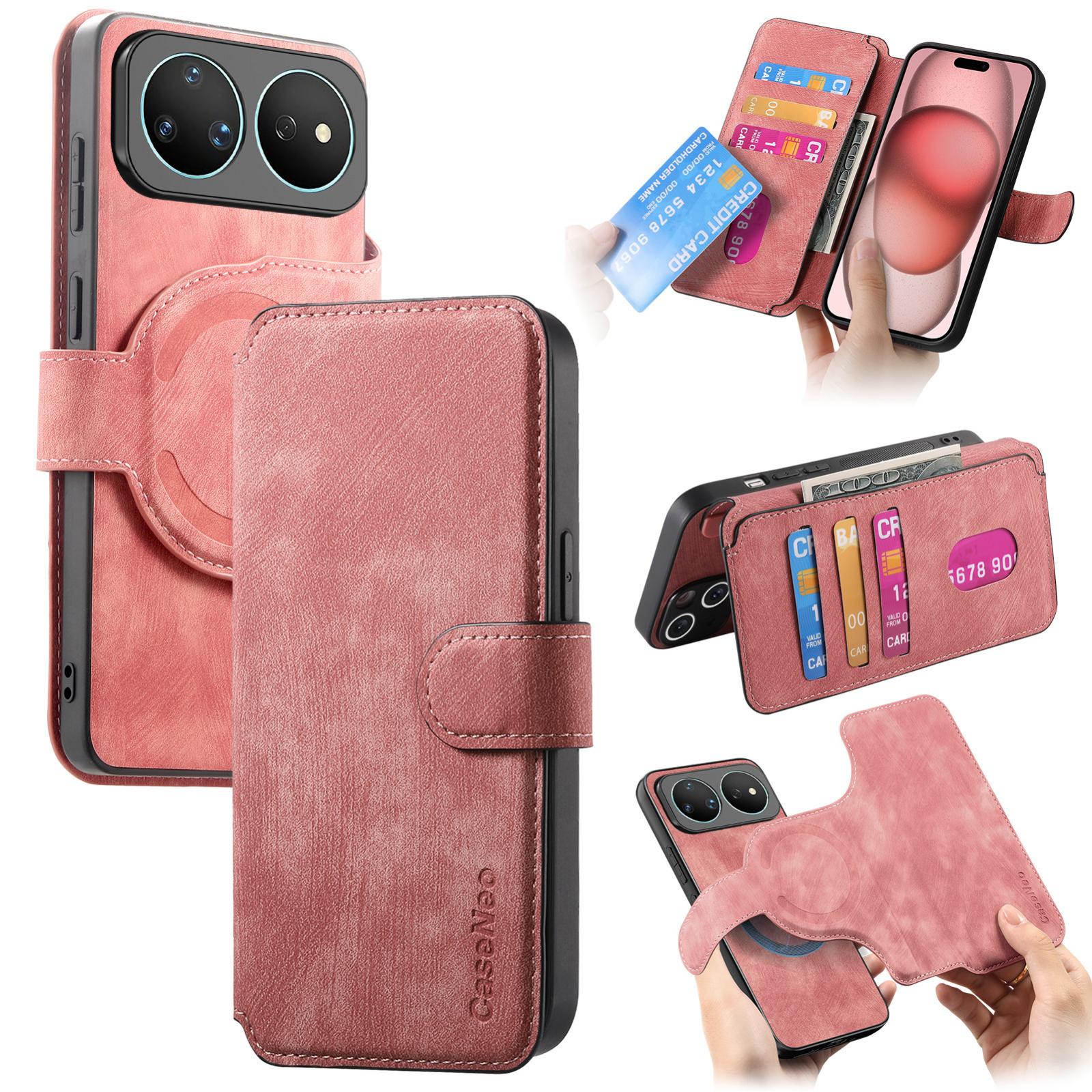 For Huawei nova 16 CaseNeo MagSafe RFID Anti-theft Retro Leather Phone Case(Pink) - Shopkiz.com