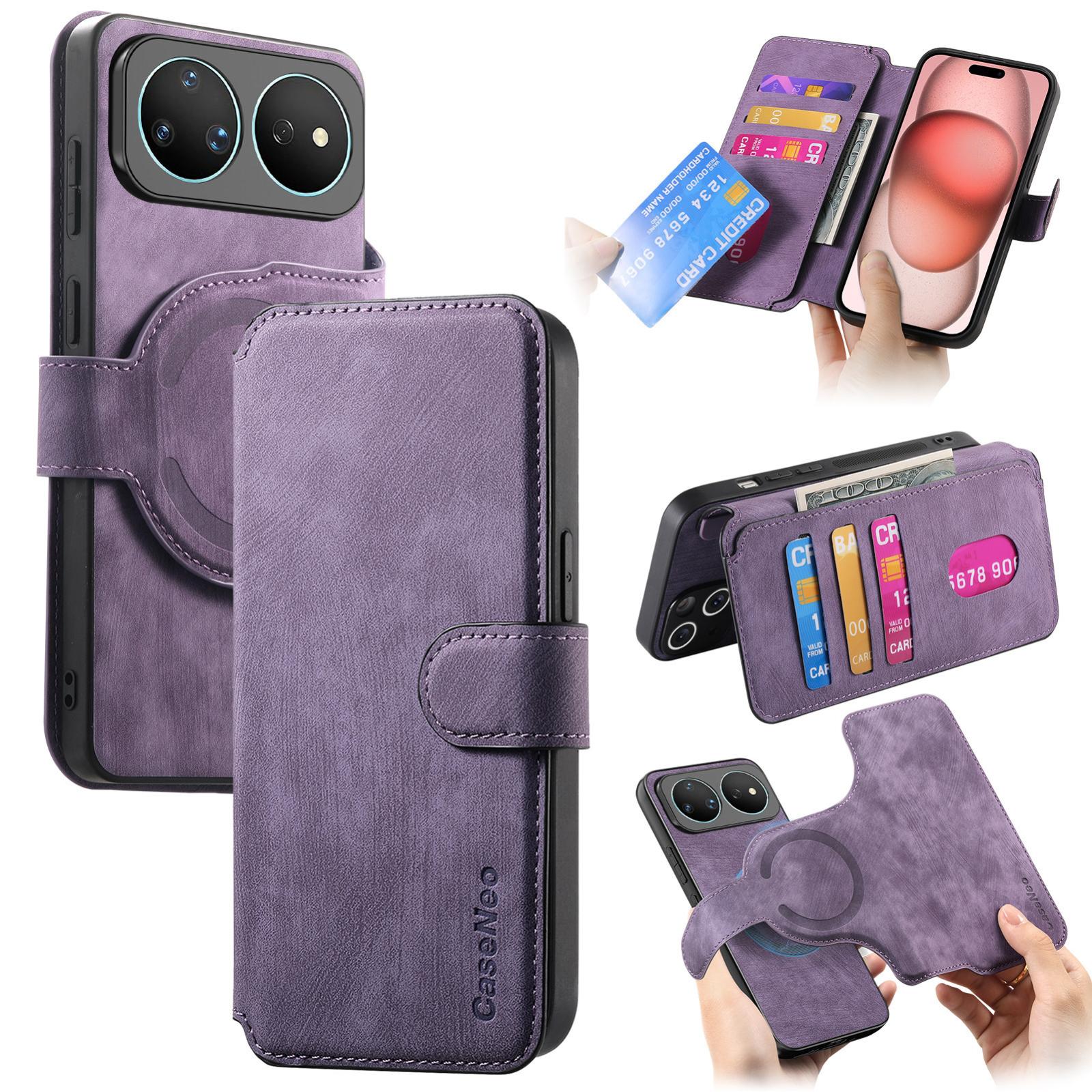For Huawei nova 16 CaseNeo MagSafe RFID Anti-theft Retro Leather Phone Case(Purple) - Shopkiz.com
