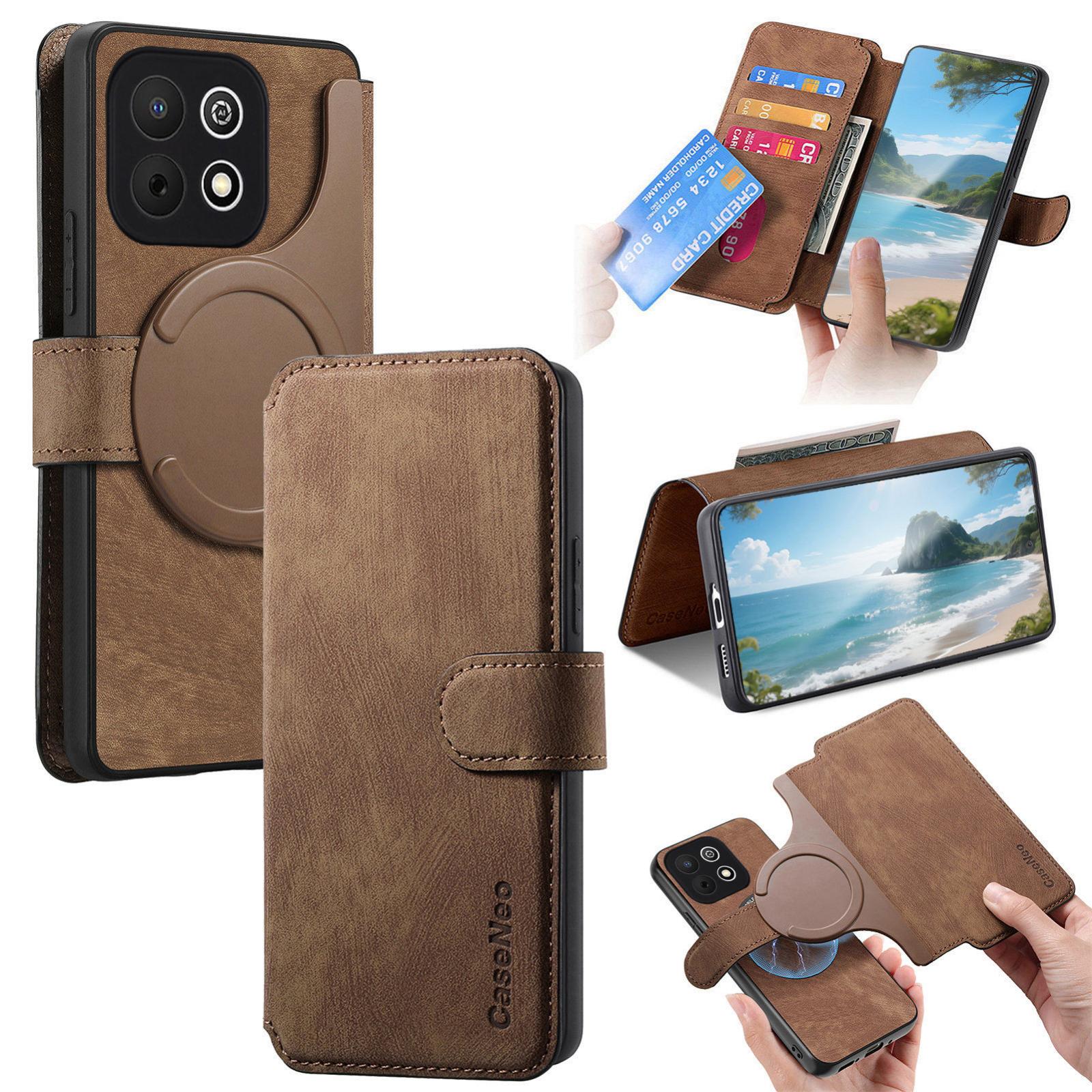 For Huawei Enjoy 90 Plus 5G CaseNeo MagSafe RFID Anti-theft Retro Leather Phone Case(Brown) - Shopkiz.com