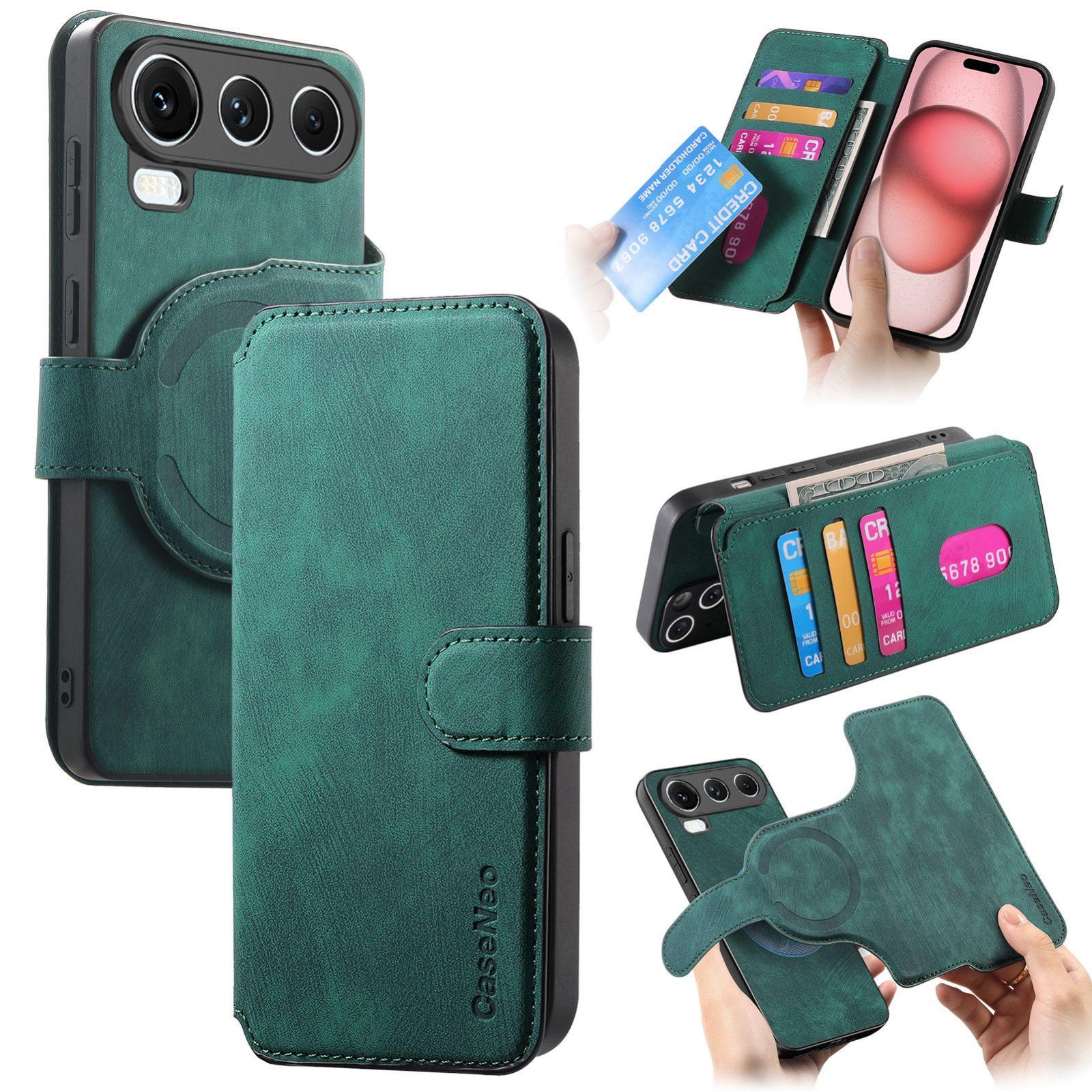For Honor 600 Super Edition CaseNeo MagSafe RFID Anti-theft Retro Leather Phone Case(Green) - Shopkiz.com