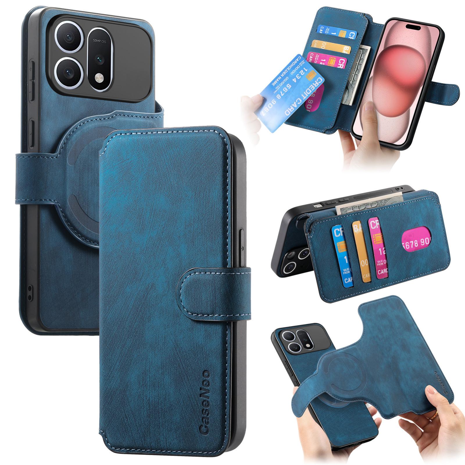 For Honor Win Turbo 5G CaseNeo MagSafe RFID Anti-theft Retro Leather Phone Case(Blue) - Shopkiz.com