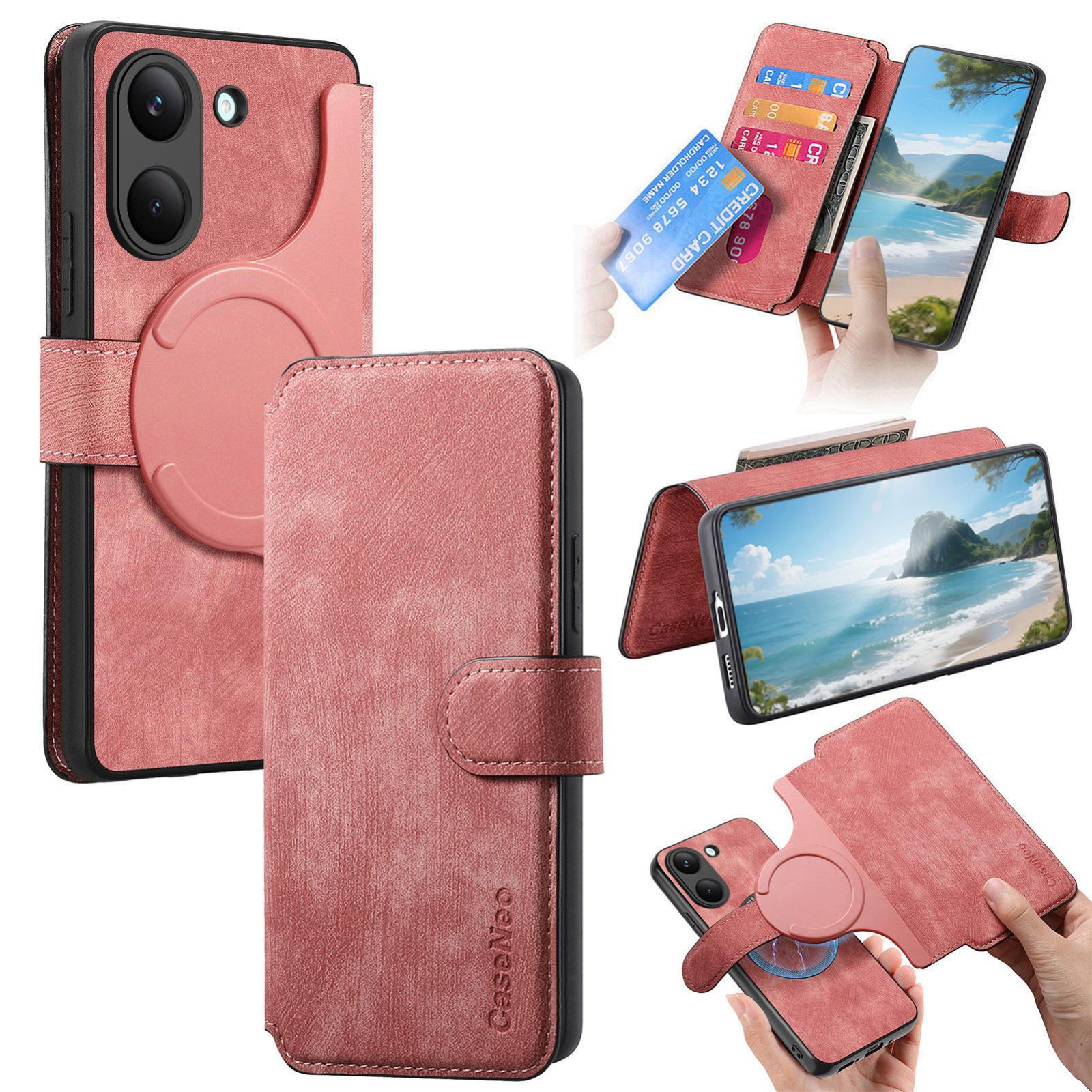 For Honor Play 80 Plus 5G CaseNeo MagSafe RFID Anti-theft Retro Leather Phone Case(Pink) - Shopkiz.com