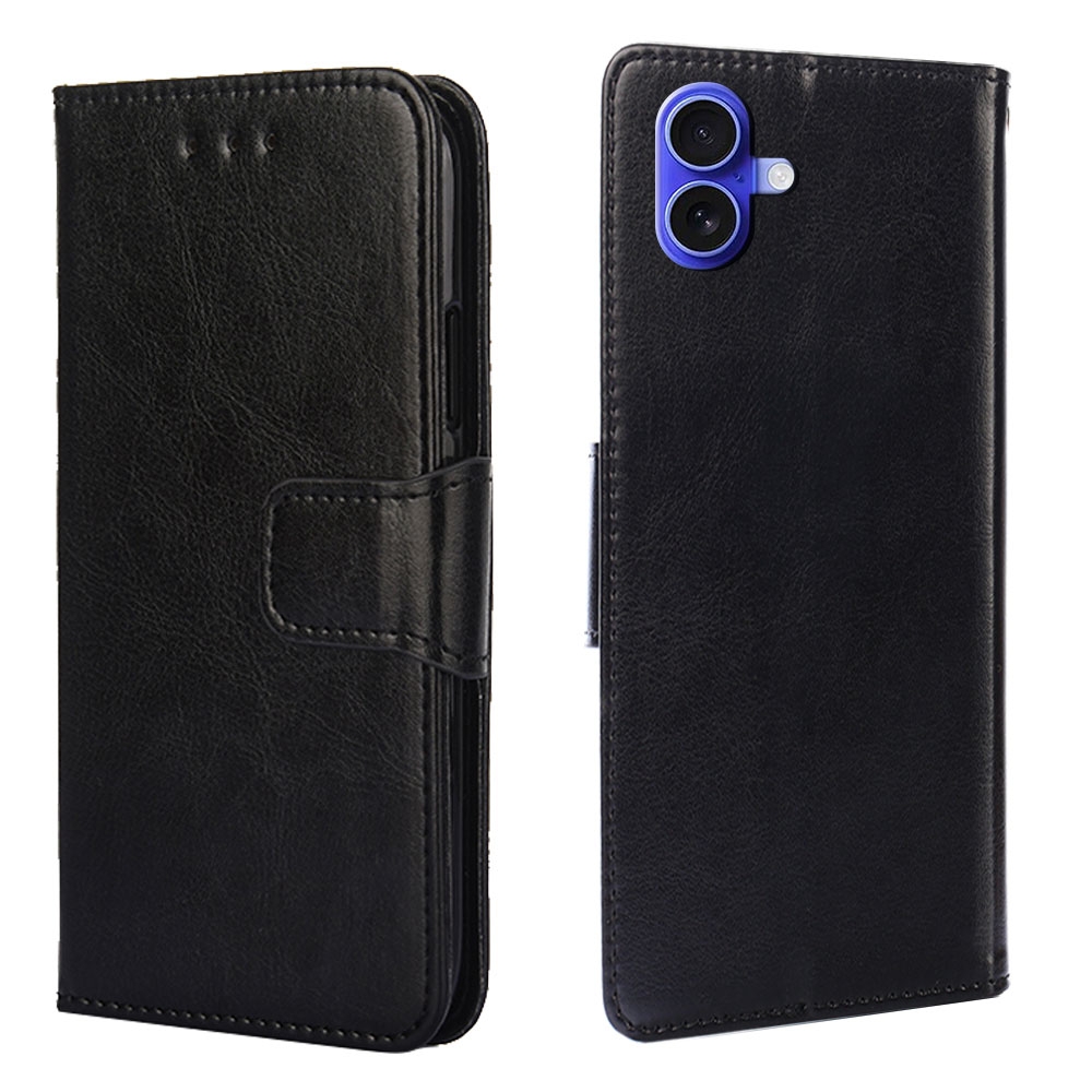 For iPhone 16 Plus Crystal Texture Leather Phone Case(Black) - Shopkiz.com