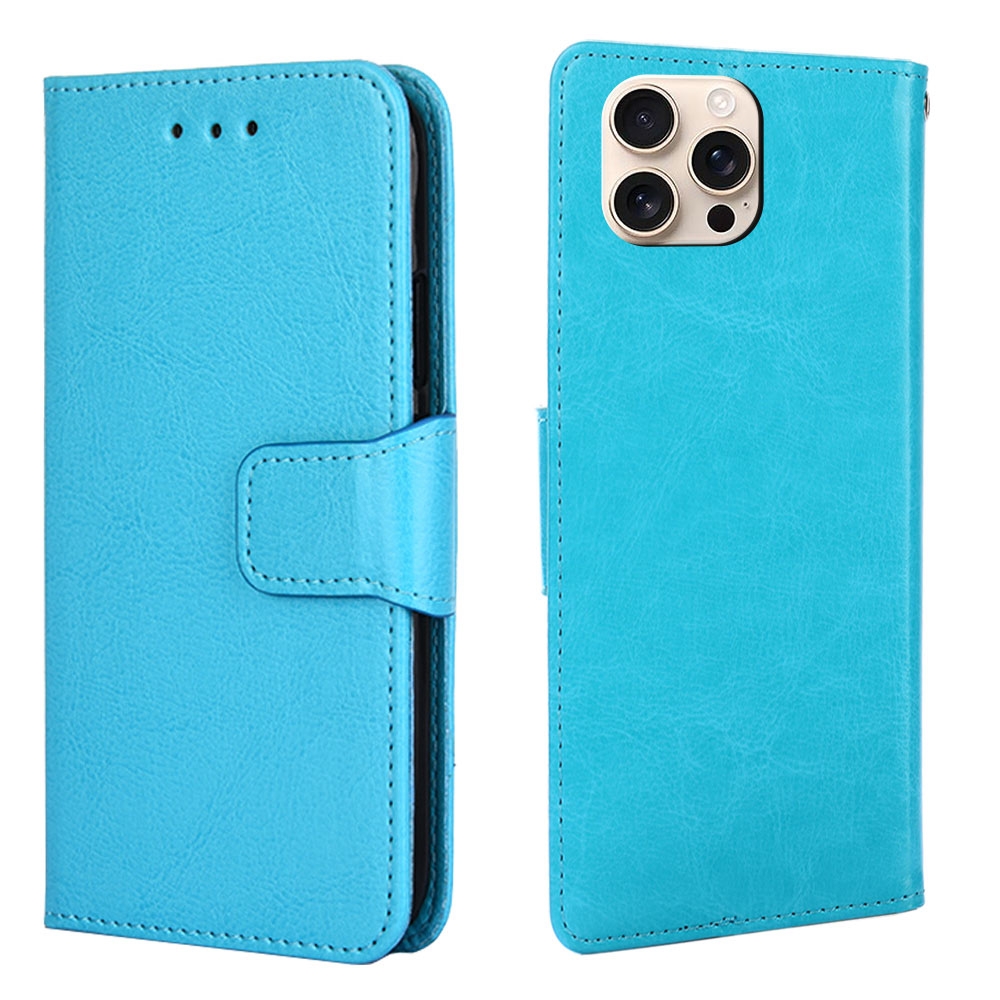 For iPhone 16 Pro Crystal Texture Leather Phone Case(Sky Blue) - Shopkiz.com