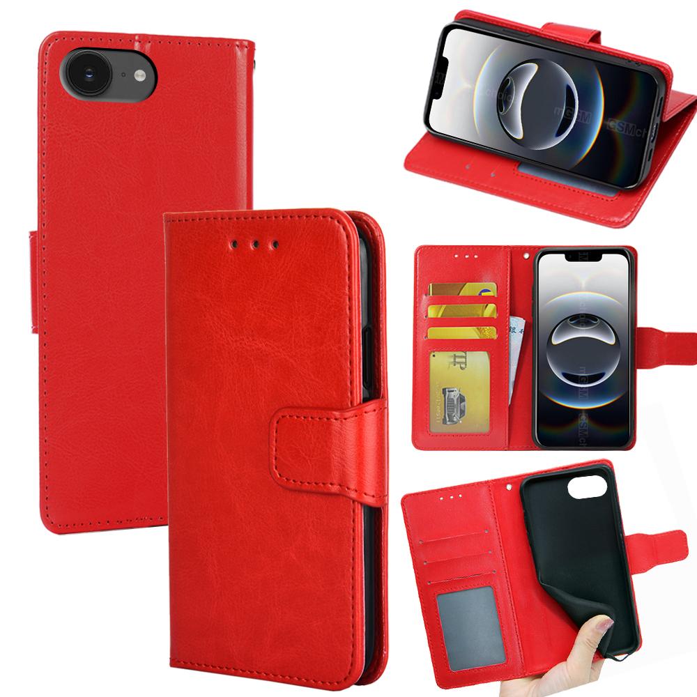 For iPhone 17e / 16e Crystal Texture Leather Phone Case(Red) - Shopkiz.com