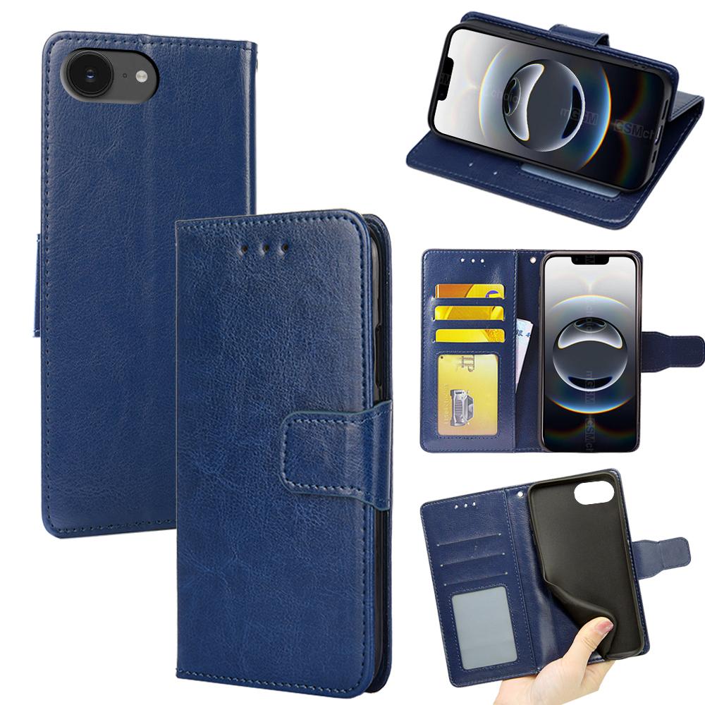 For iPhone 17e / 16e Crystal Texture Leather Phone Case(Royal Blue) - Shopkiz.com
