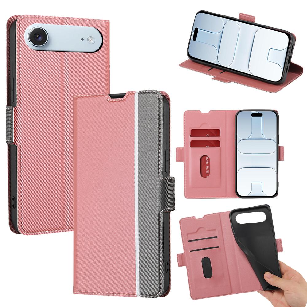 For iPhone Air Twill Texture Side Button Leather Phone Case(Pink) - Shopkiz.com
