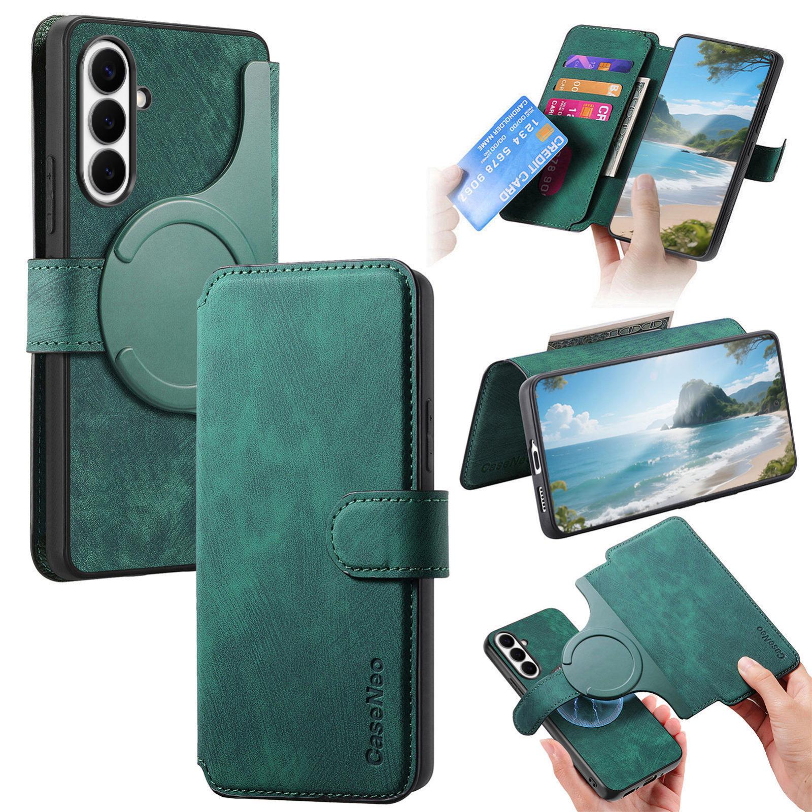 For Galaxy S26 FE 5G CaseNeo MagSafe RFID Anti-theft Retro Leather Phone Case(Green) - Shopkiz.com