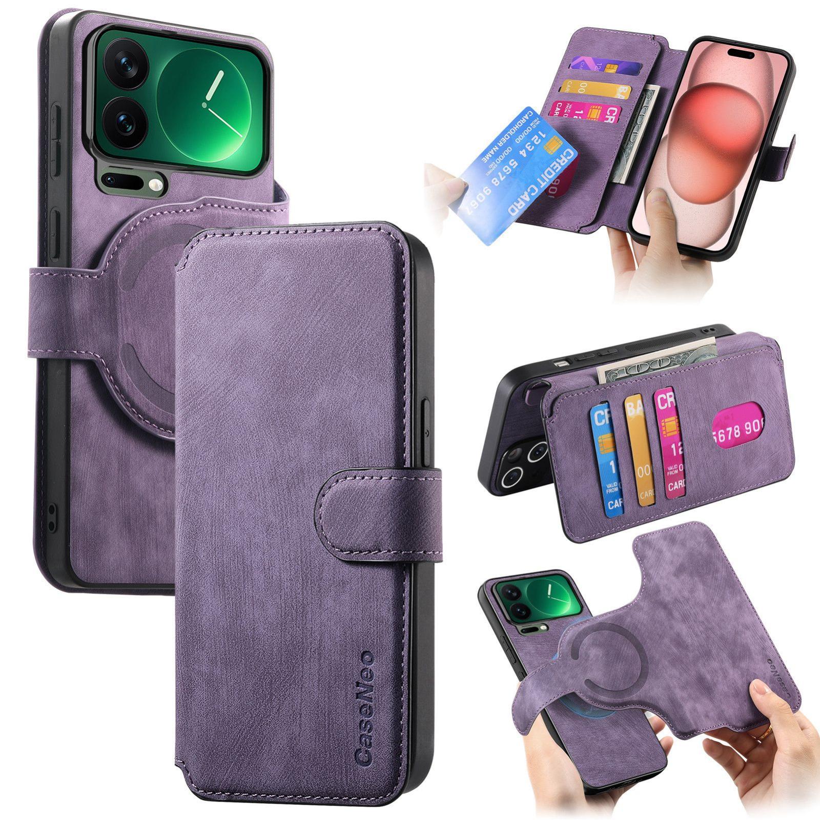 For Xiaomi 17 Pro Max CaseNeo MagSafe RFID Anti-theft Retro Leather Phone Case(Purple) - Shopkiz.com