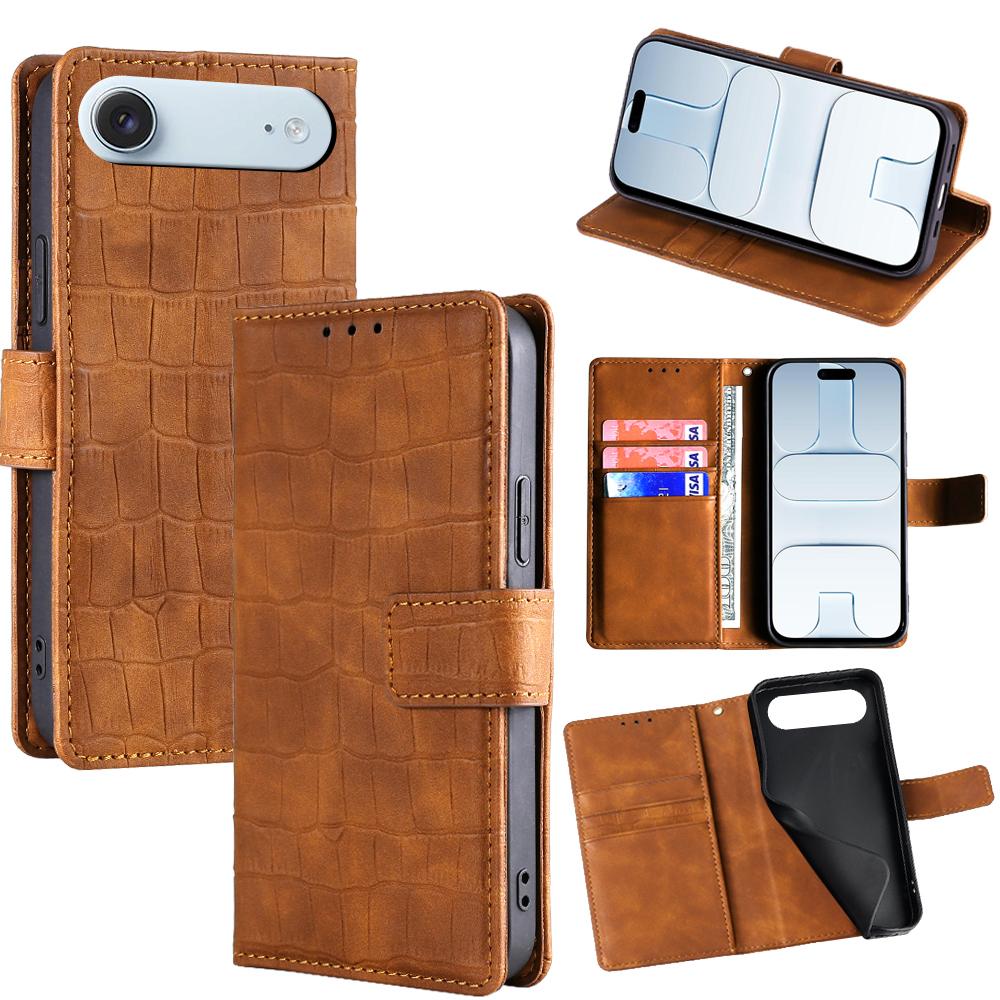 For iPhone Air Skin Feel Crocodile Magnetic Clasp Leather Phone Case(Brown) - Shopkiz.com
