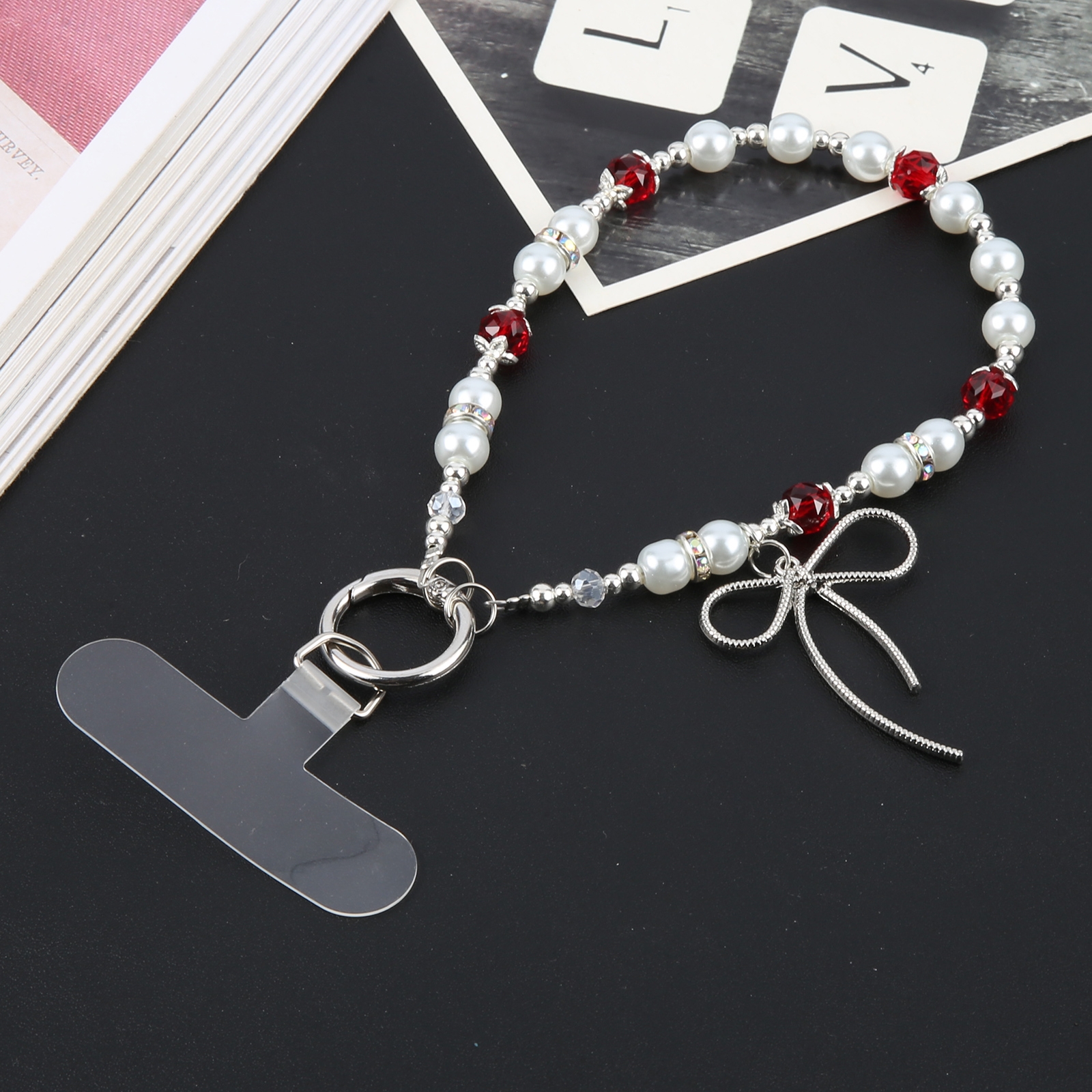 Butterfly Beads Short Bracelet Anti-lost Phone Short Lanyard(White) - Shopkiz.com