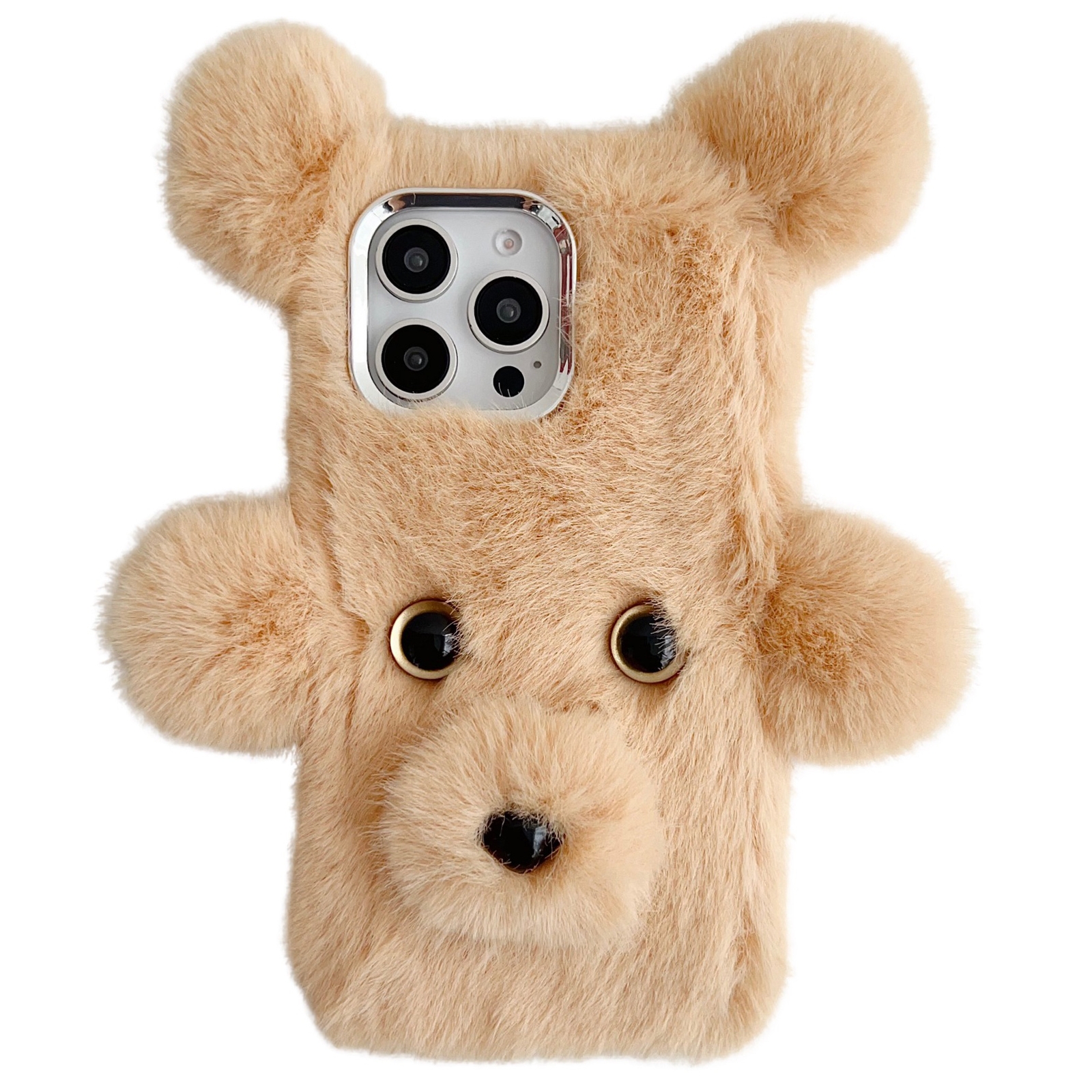 For iPhone 15 Pro Cute Plush Bear TPU Phone Case(Beige) - Shopkiz.com