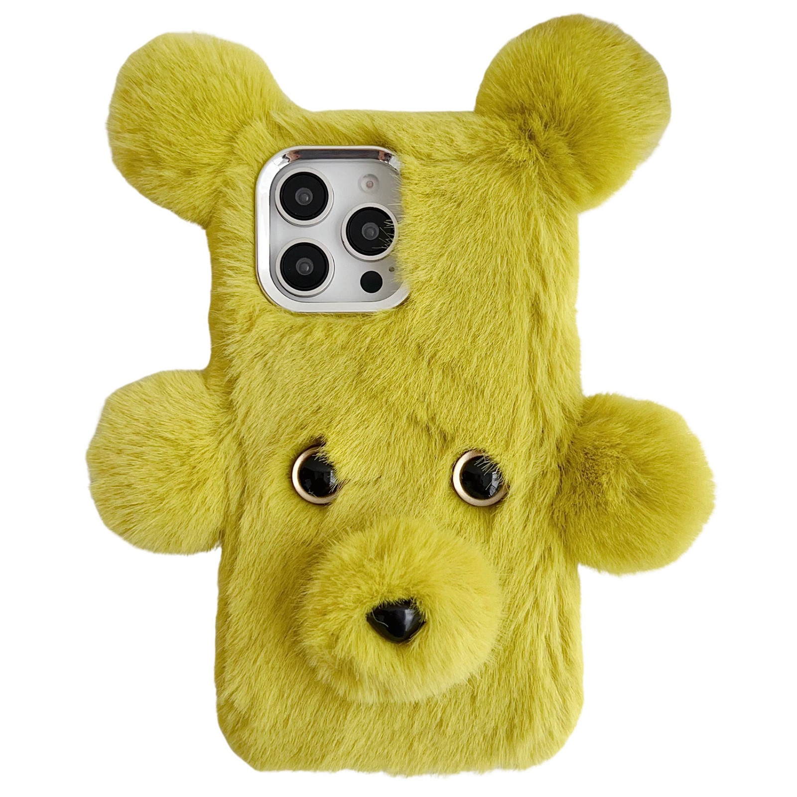 For iPhone 15 Pro Cute Plush Bear TPU Phone Case(Light Green) - Shopkiz.com