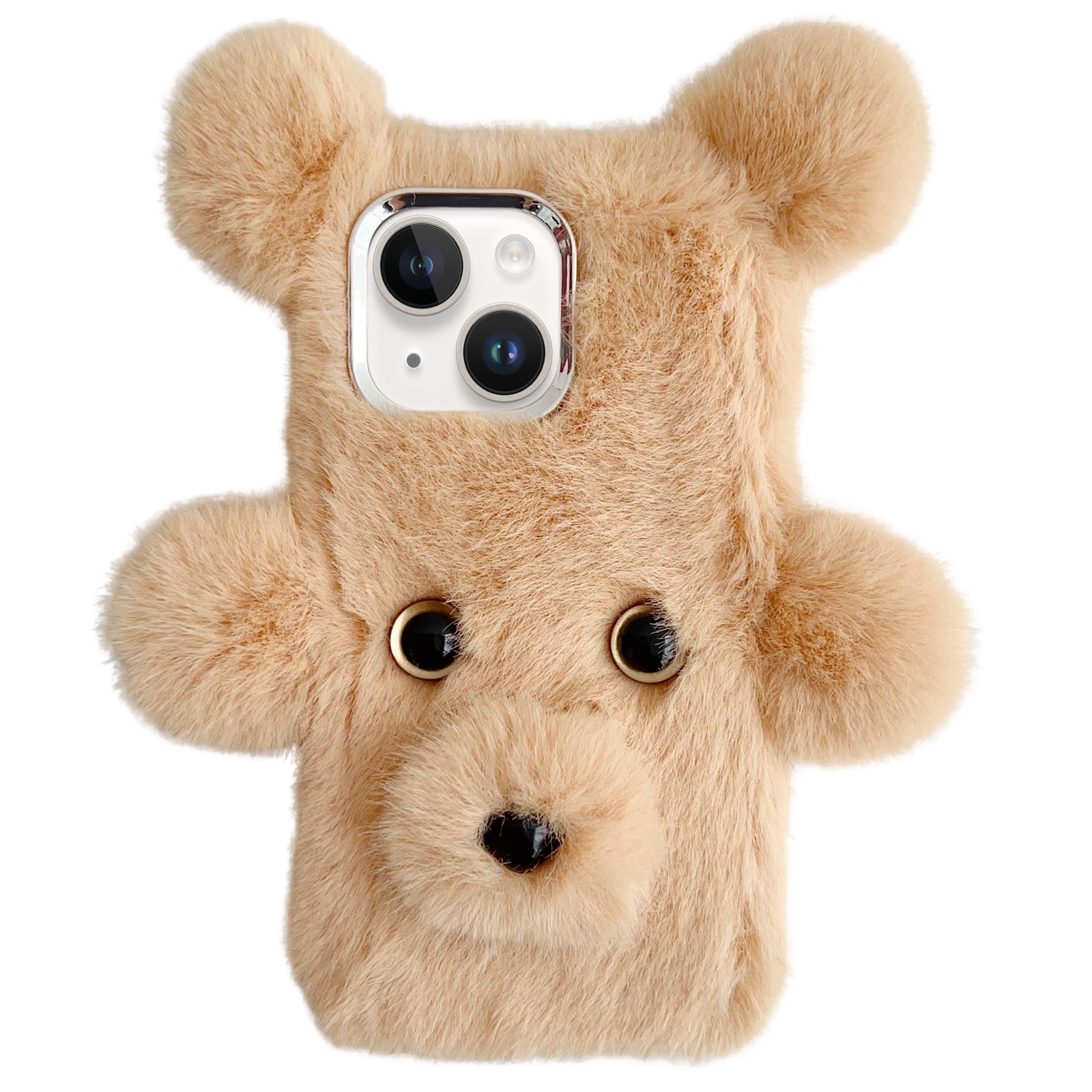 For iPhone 14 Plus Cute Plush Bear TPU Phone Case(Beige) - Shopkiz.com