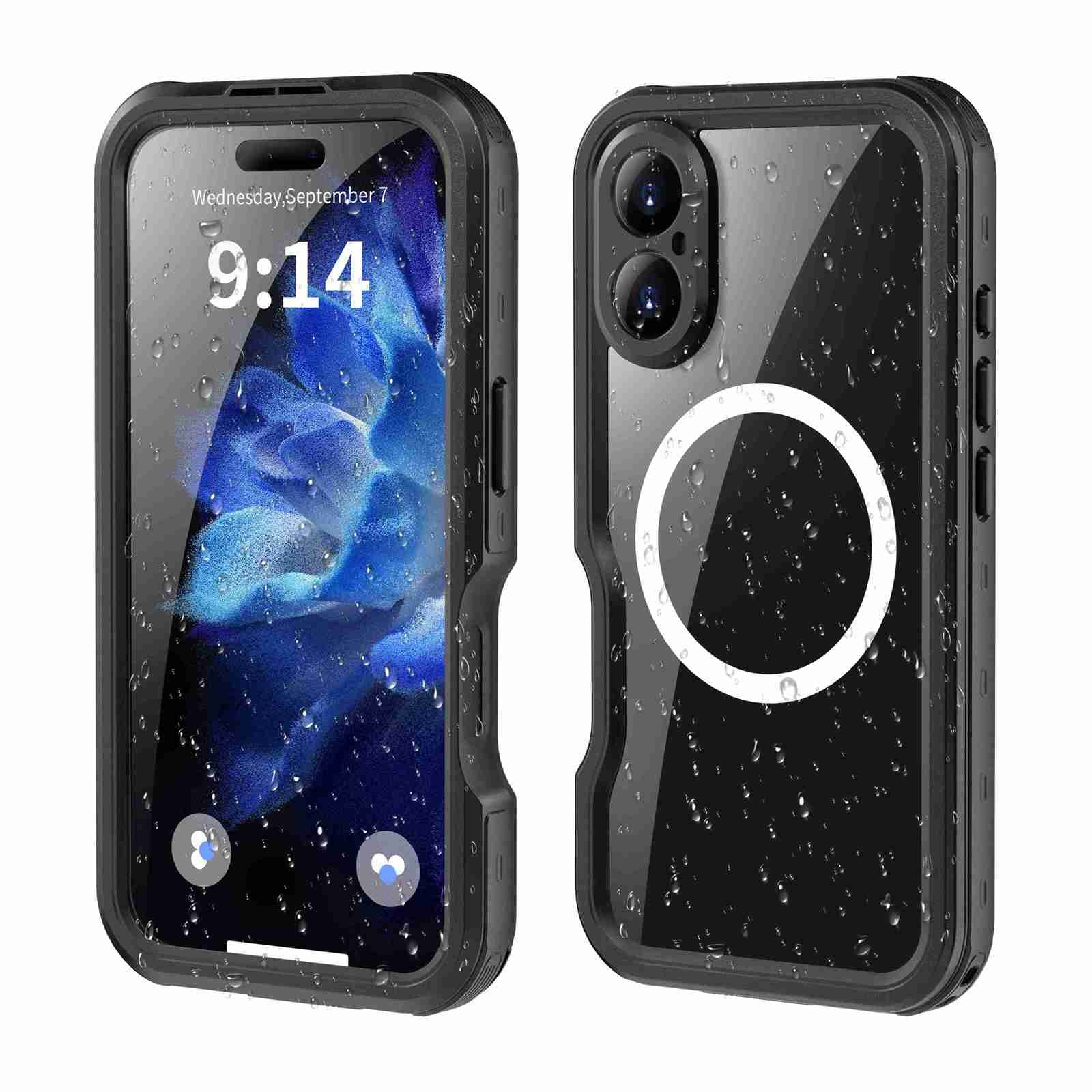For iPhone 16 RedPepper IP68 Waterproof Triple-proof MagSafe Phone Case(Black) - Shopkiz.com