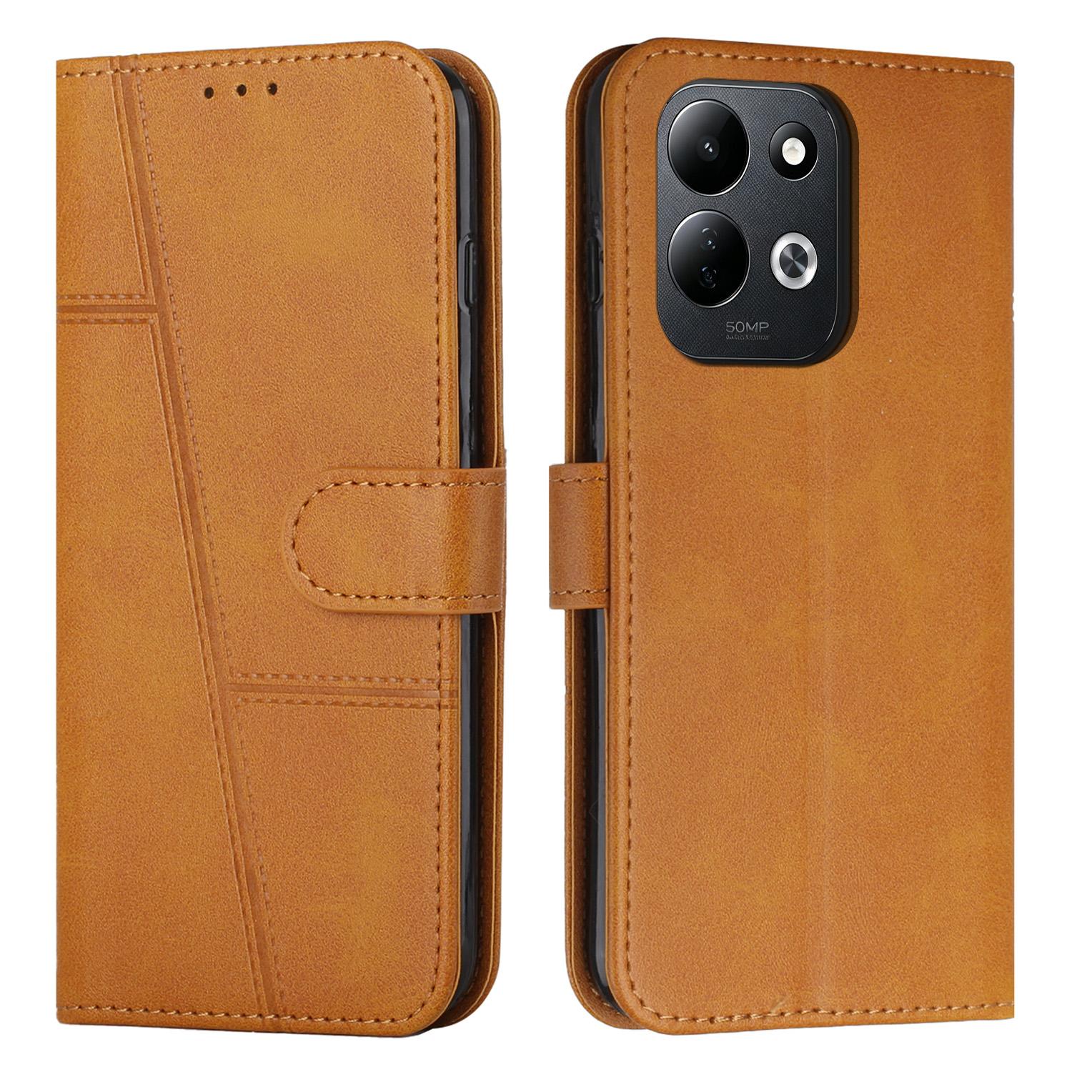 For Redmi 17 5G / 4G Global 170mm Stitching Calf Texture Buckle Leather Phone Case(Yellow) - Shopkiz.com