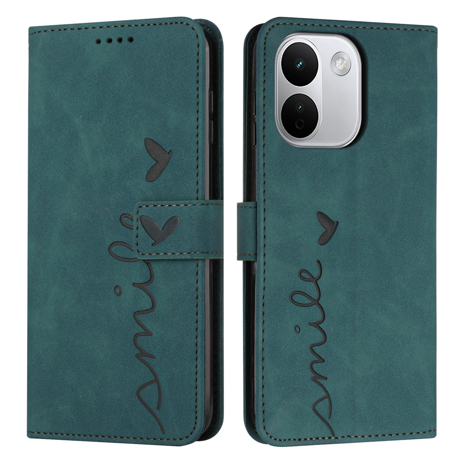 For Redmi Note 17 Pro+ 5G Global 163mm Skin Feel Heart Embossed Leather Phone Case with Long Lanyard(Green) - Shopkiz.com