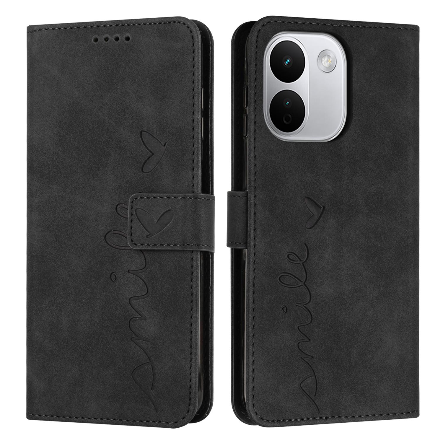 For Redmi Note 17 Pro+ 5G Global 163mm Skin Feel Heart Embossed Leather Phone Case with Long Lanyard(Black) - Shopkiz.com