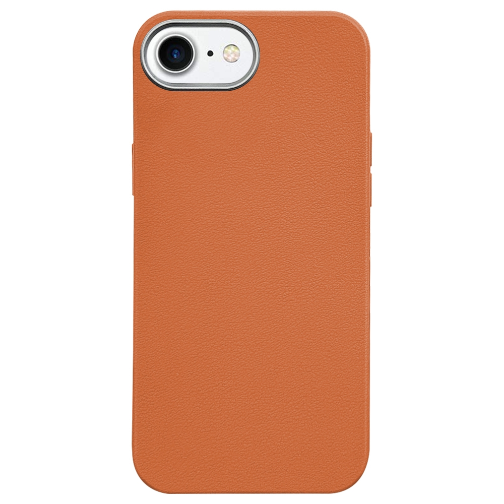 For iPhone SE 2022 / SE 2020 Litchi Pattern Silver Edge Camera Frame Material Phone Case(Brown) - Shopkiz.com