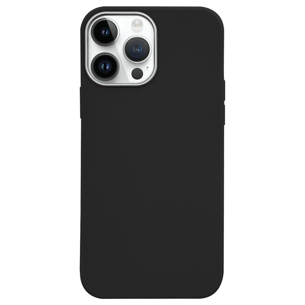 For iPhone 13 Pro Litchi Pattern Silver Edge Camera Frame Material Phone Case(Black) - Shopkiz.com