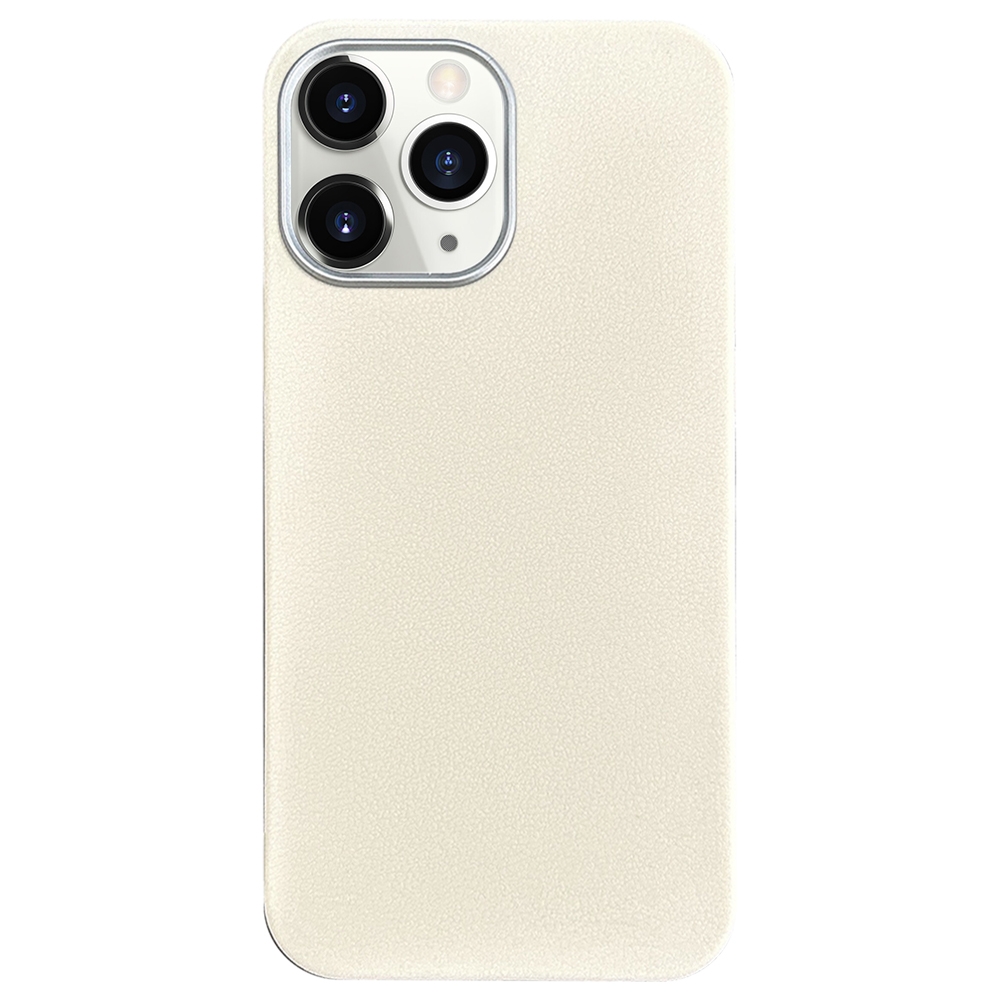 For iPhone 11 Pro Litchi Pattern Silver Edge Camera Frame Material Phone Case(White) - Shopkiz.com