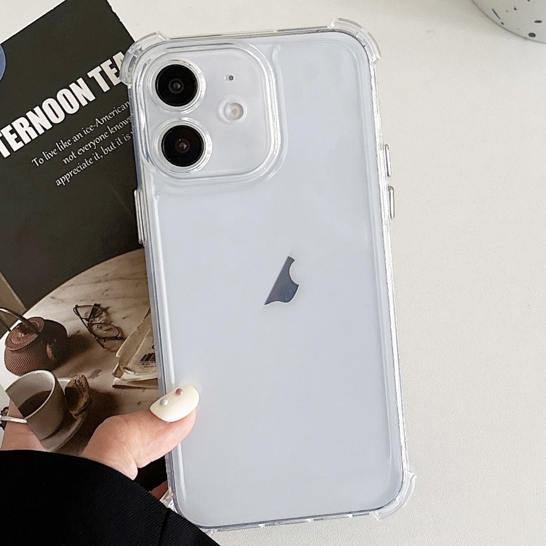 For iPhone 12 Transparent Four-corner Shockproof TPU Phone Case(White) - Shopkiz.com
