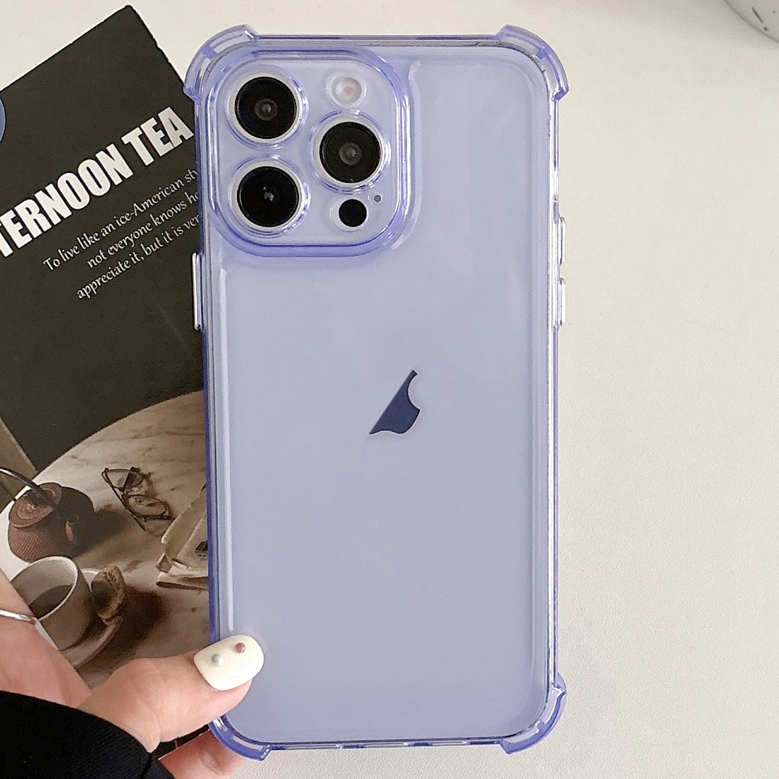 For iPhone 12 Pro Transparent Four-corner Shockproof TPU Phone Case(Purple) - Shopkiz.com