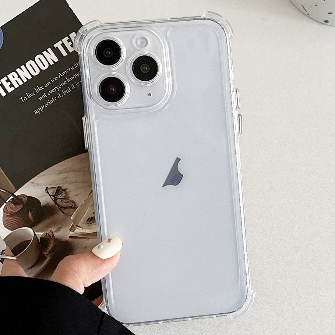 For iPhone 11 Pro Max Transparent Four-corner Shockproof TPU Phone Case(White) - Shopkiz.com
