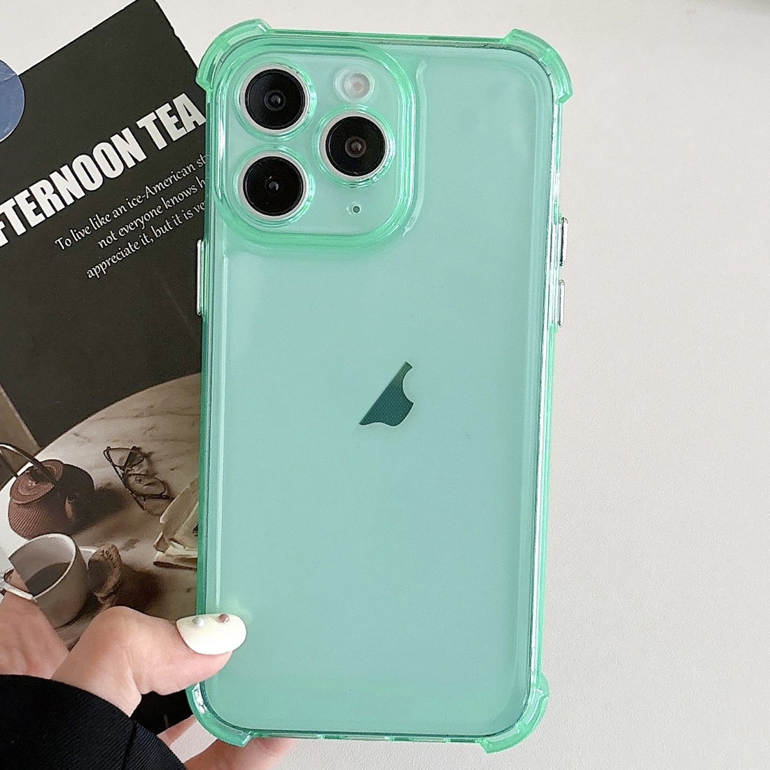 For iPhone 11 Pro Transparent Four-corner Shockproof TPU Phone Case(Green) - Shopkiz.com