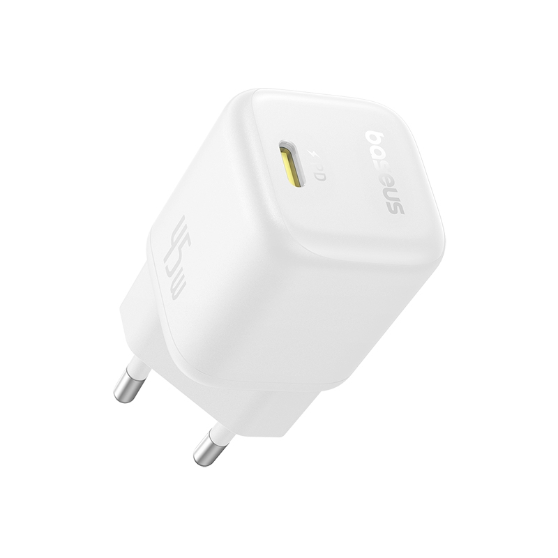 Baseus PicoGo 45W GaN Type-C Fast Charger, EU Plug(White) - Shopkiz.com