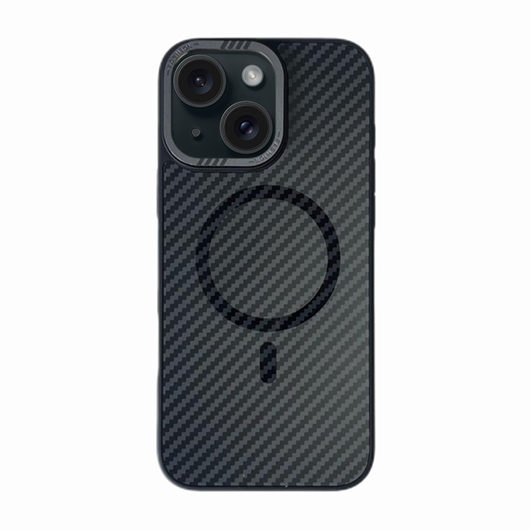 For iPhone 15 Plus Carbon Fiber MagSafe Magnetic Phone Case(Black) - Shopkiz.com
